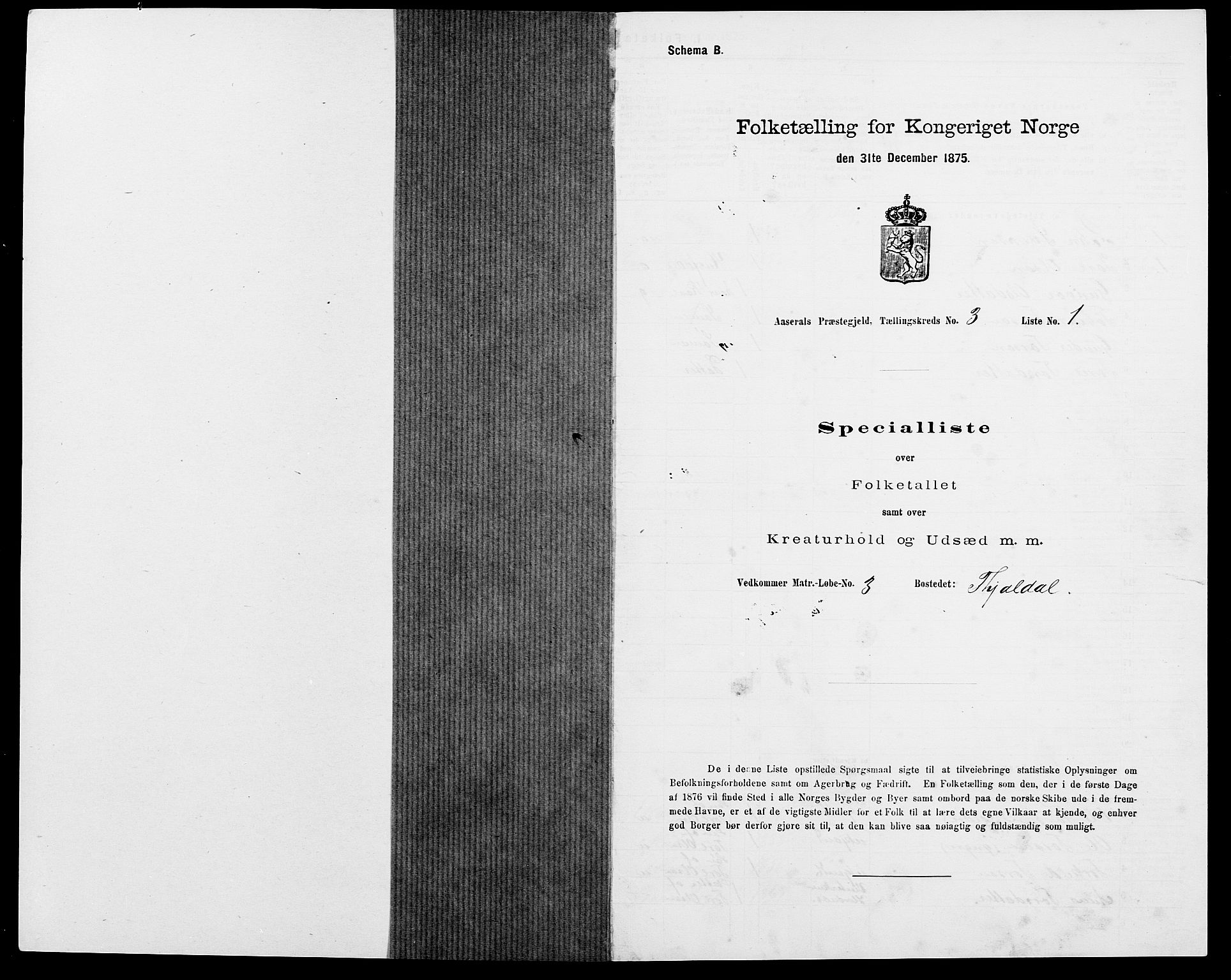 SAK, 1875 census for 0980P Åseral, 1875, p. 218