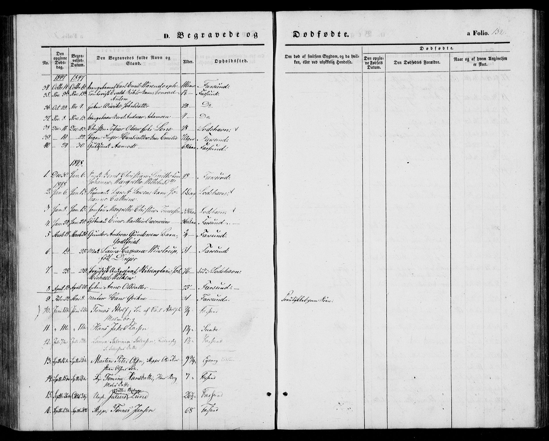 Farsund sokneprestkontor, AV/SAK-1111-0009/F/Fa/L0004: Parish register (official) no. A 4, 1847-1863, p. 152