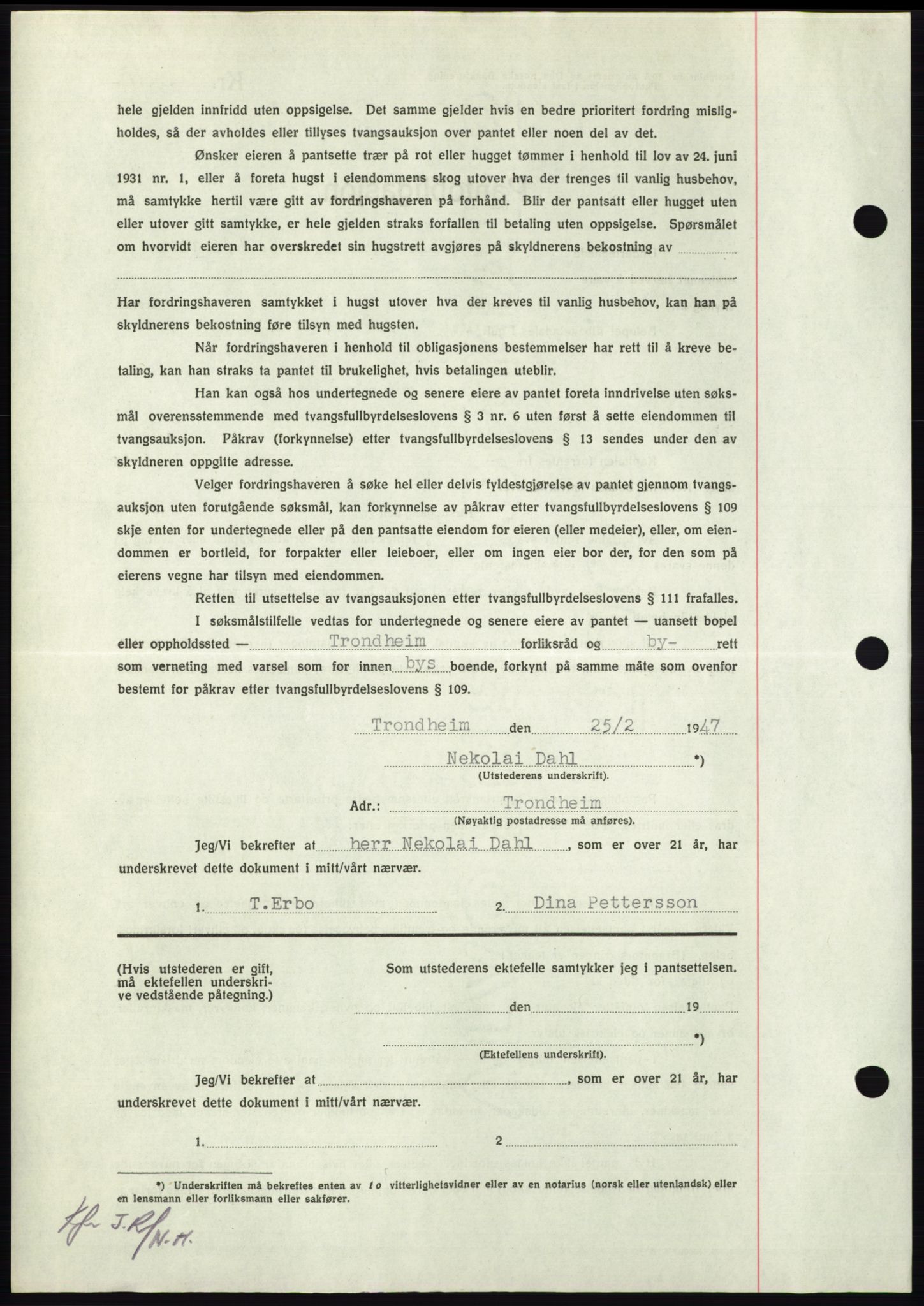 Nordmøre sorenskriveri, AV/SAT-A-4132/1/2/2Ca: Mortgage book no. B96, 1947-1947, Diary no: : 765/1947