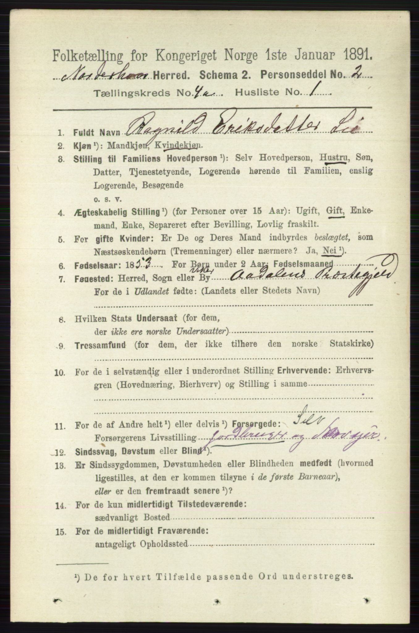 RA, 1891 census for 0613 Norderhov, 1891, p. 1716