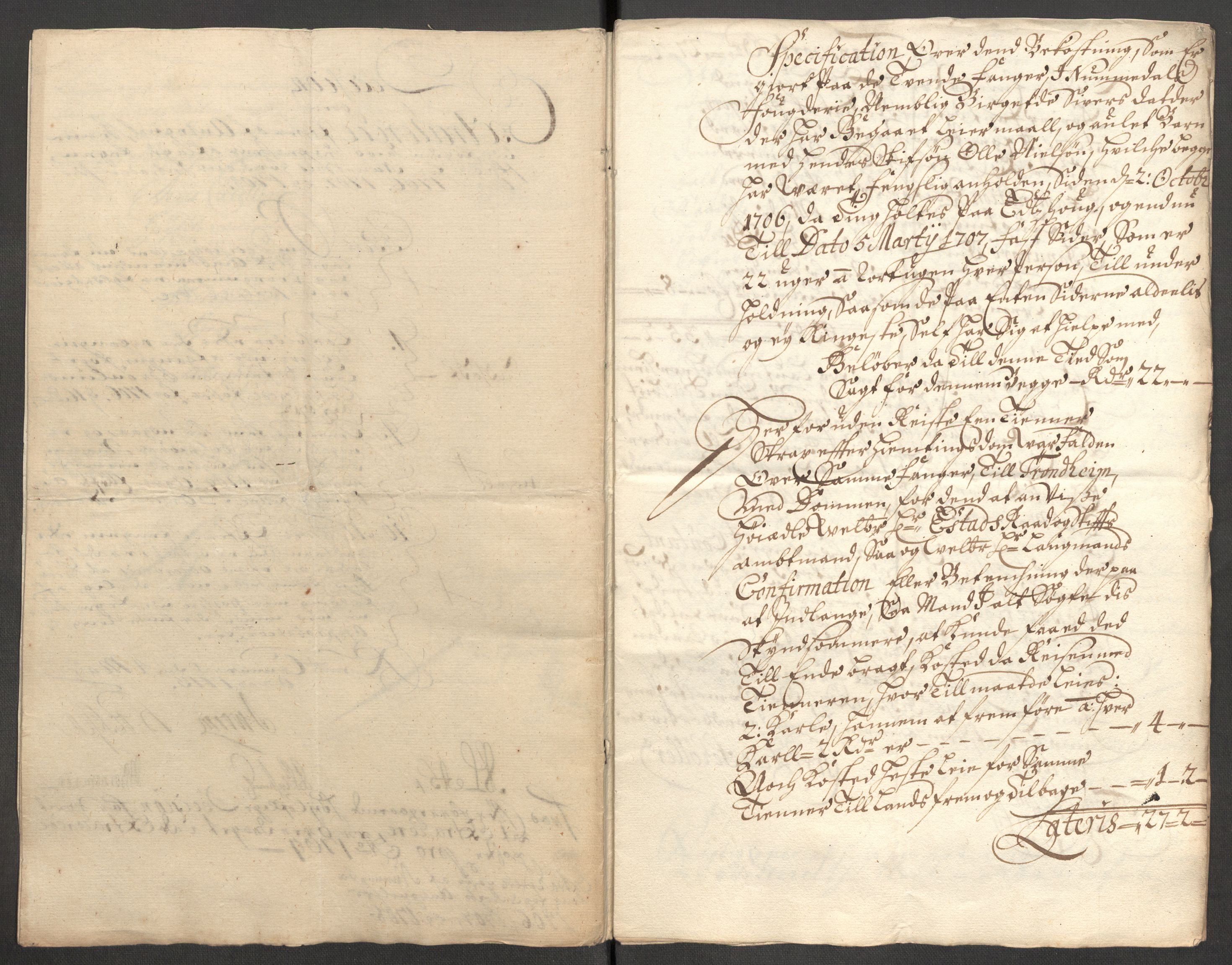 Rentekammeret inntil 1814, Reviderte regnskaper, Fogderegnskap, AV/RA-EA-4092/R64/L4430: Fogderegnskap Namdal, 1707-1708, p. 490