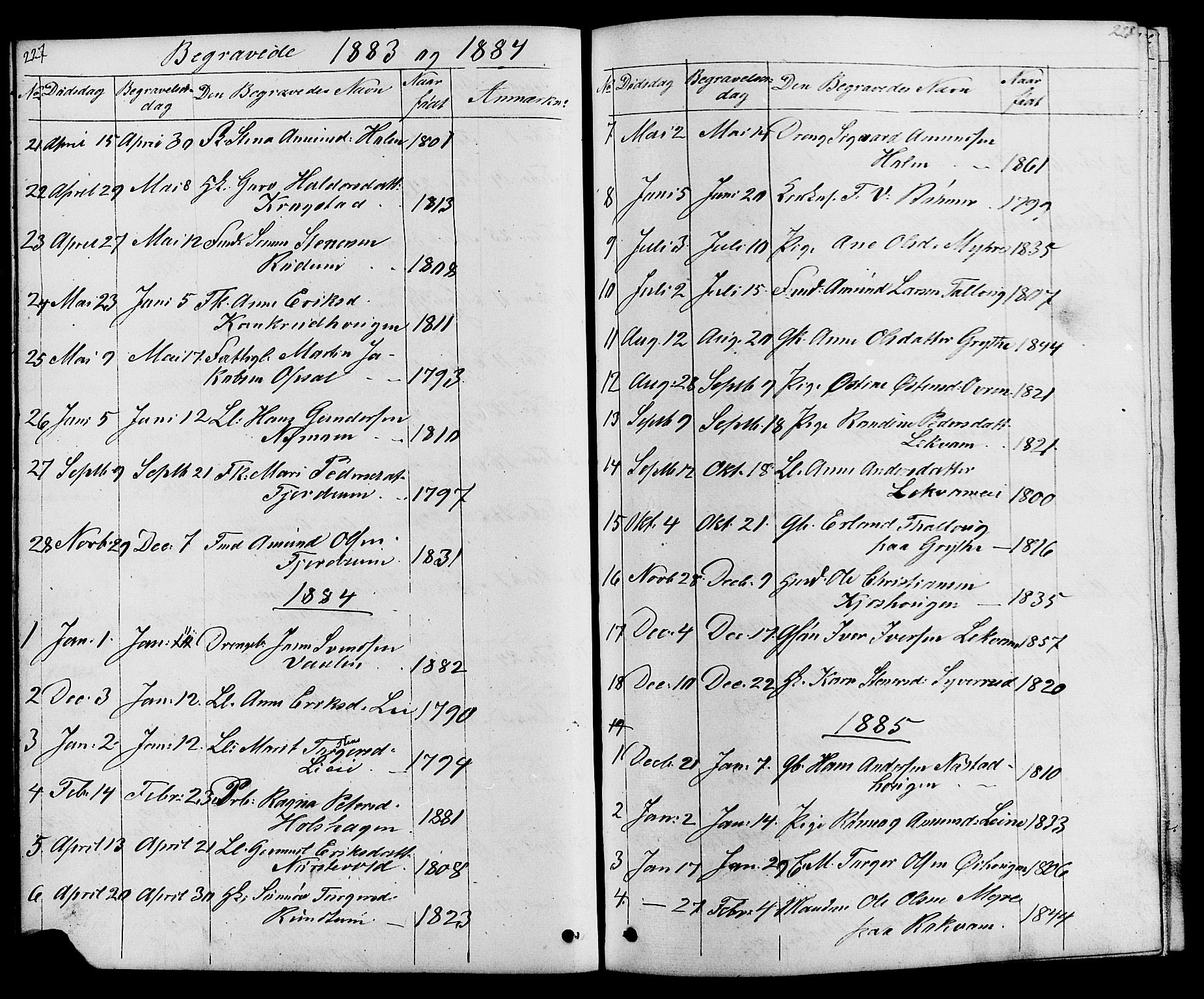 Østre Gausdal prestekontor, SAH/PREST-092/H/Ha/Hab/L0001: Parish register (copy) no. 1, 1863-1893, p. 227-228