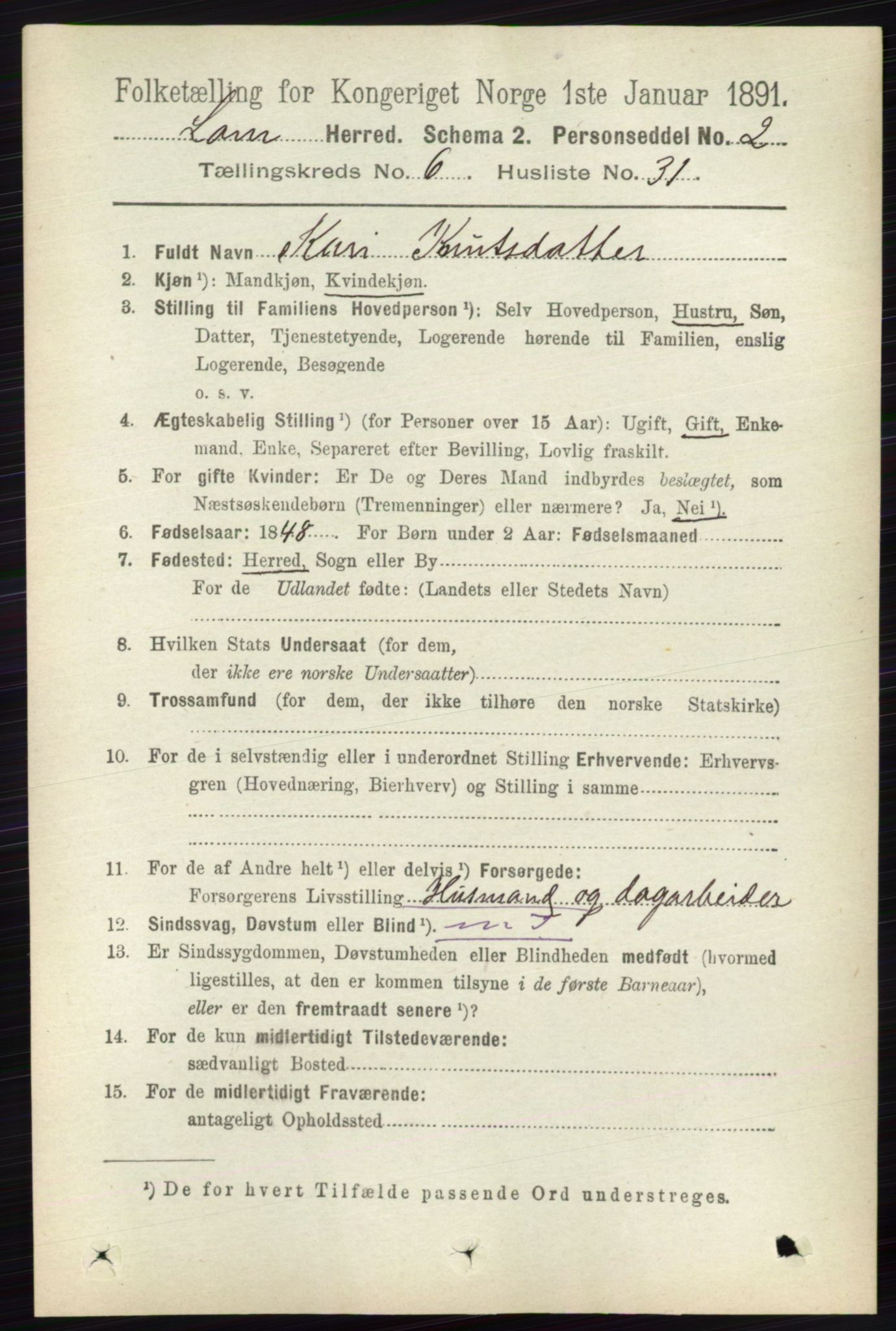 RA, 1891 census for 0514 Lom, 1891, p. 2572