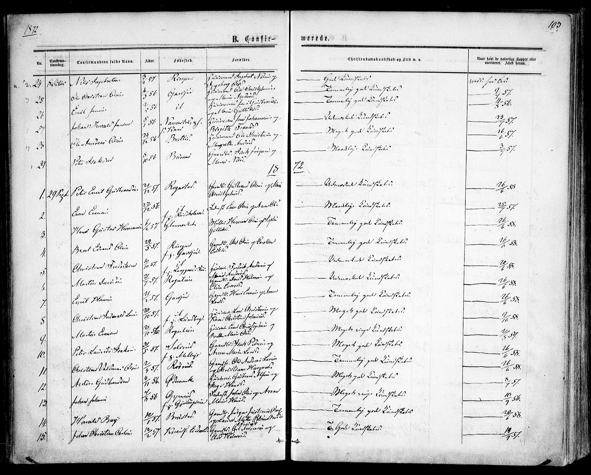 Hurdal prestekontor Kirkebøker, AV/SAO-A-10889/F/Fa/L0006: Parish register (official) no. I 6, 1860-1877, p. 103