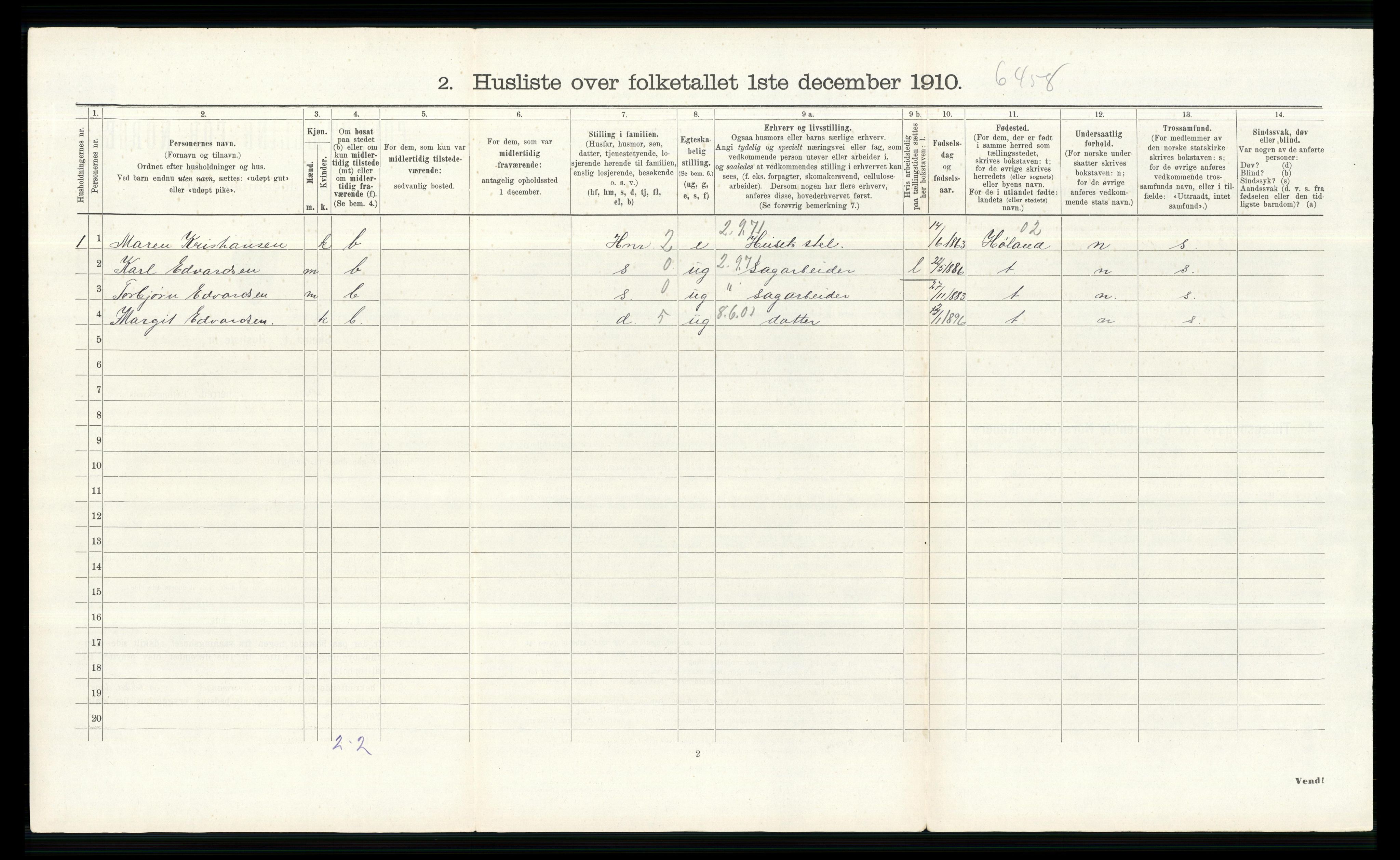 RA, 1910 census for Skedsmo, 1910, p. 454