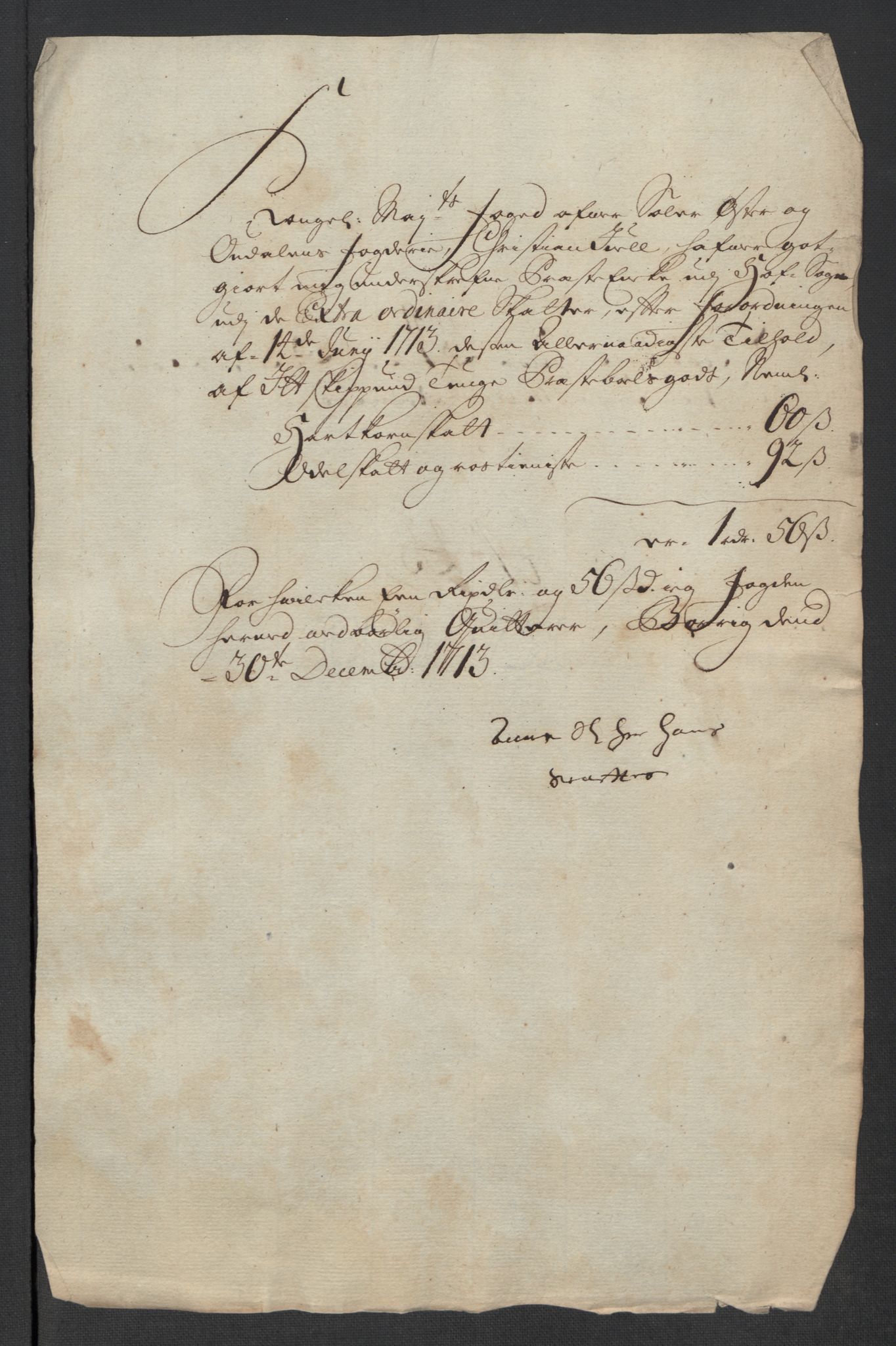 Rentekammeret inntil 1814, Reviderte regnskaper, Fogderegnskap, AV/RA-EA-4092/R13/L0850: Fogderegnskap Solør, Odal og Østerdal, 1713, p. 419