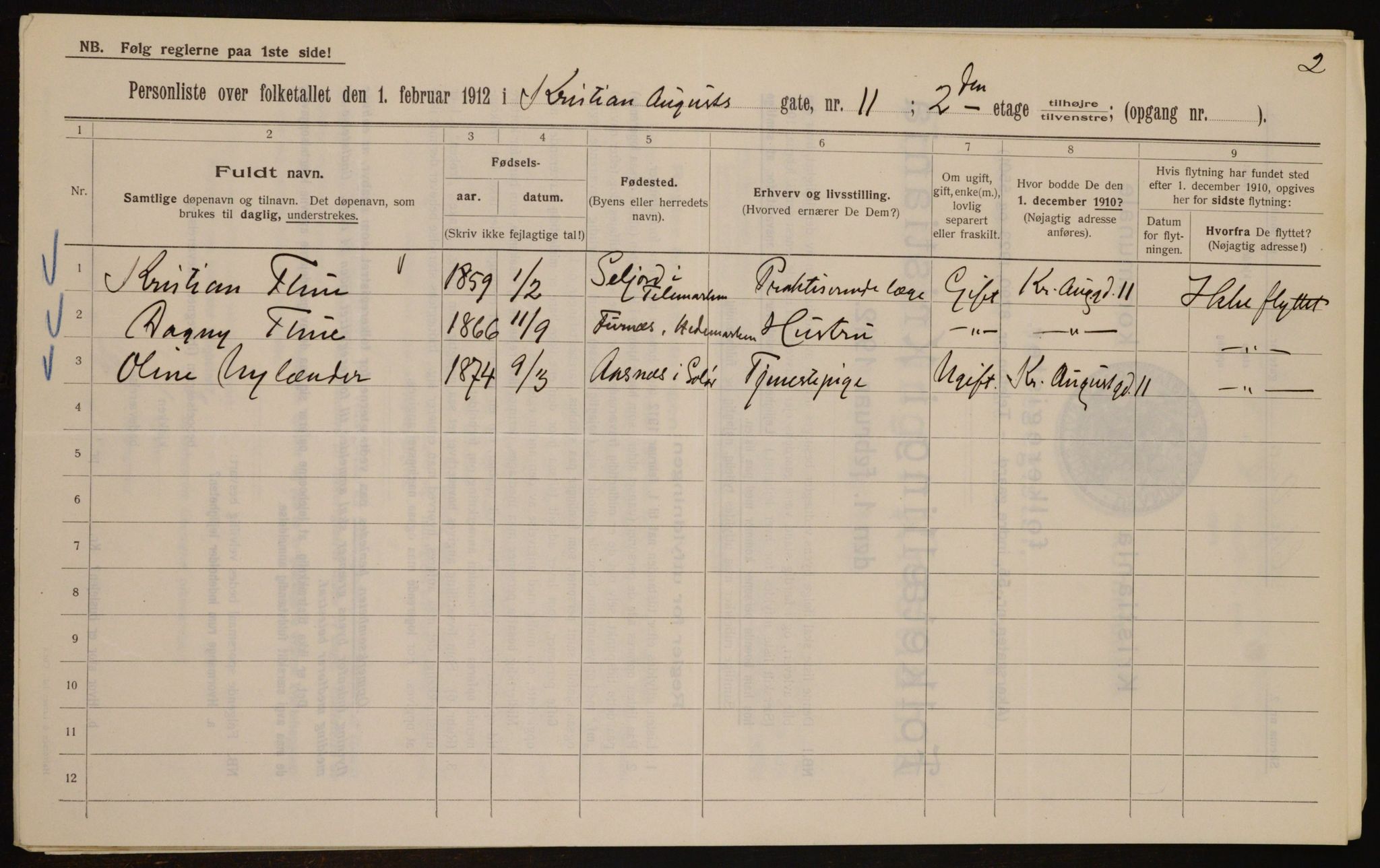 OBA, Municipal Census 1912 for Kristiania, 1912, p. 54279