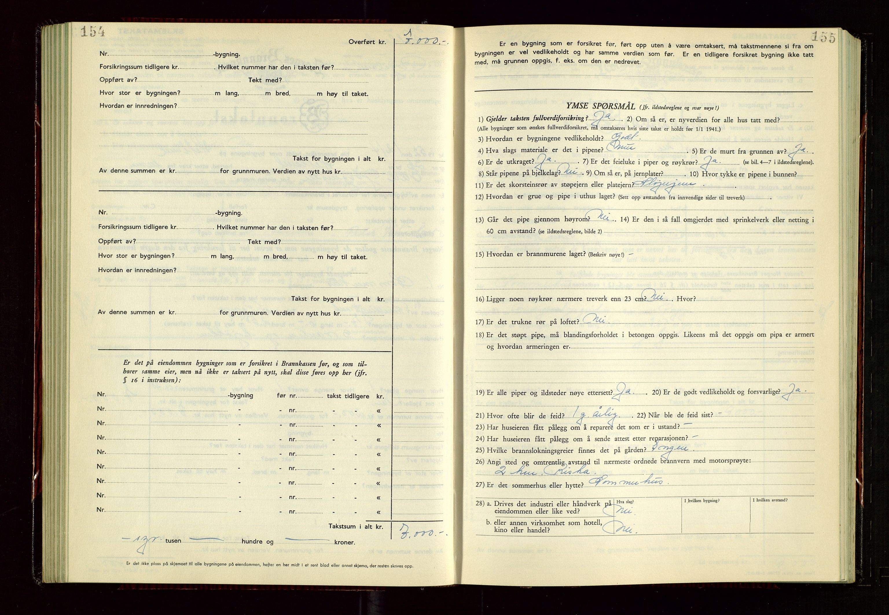 Hetland lensmannskontor, AV/SAST-A-100101/Gob/L0008: "Branntakstprotokoll", 1949-1953, p. 154-155