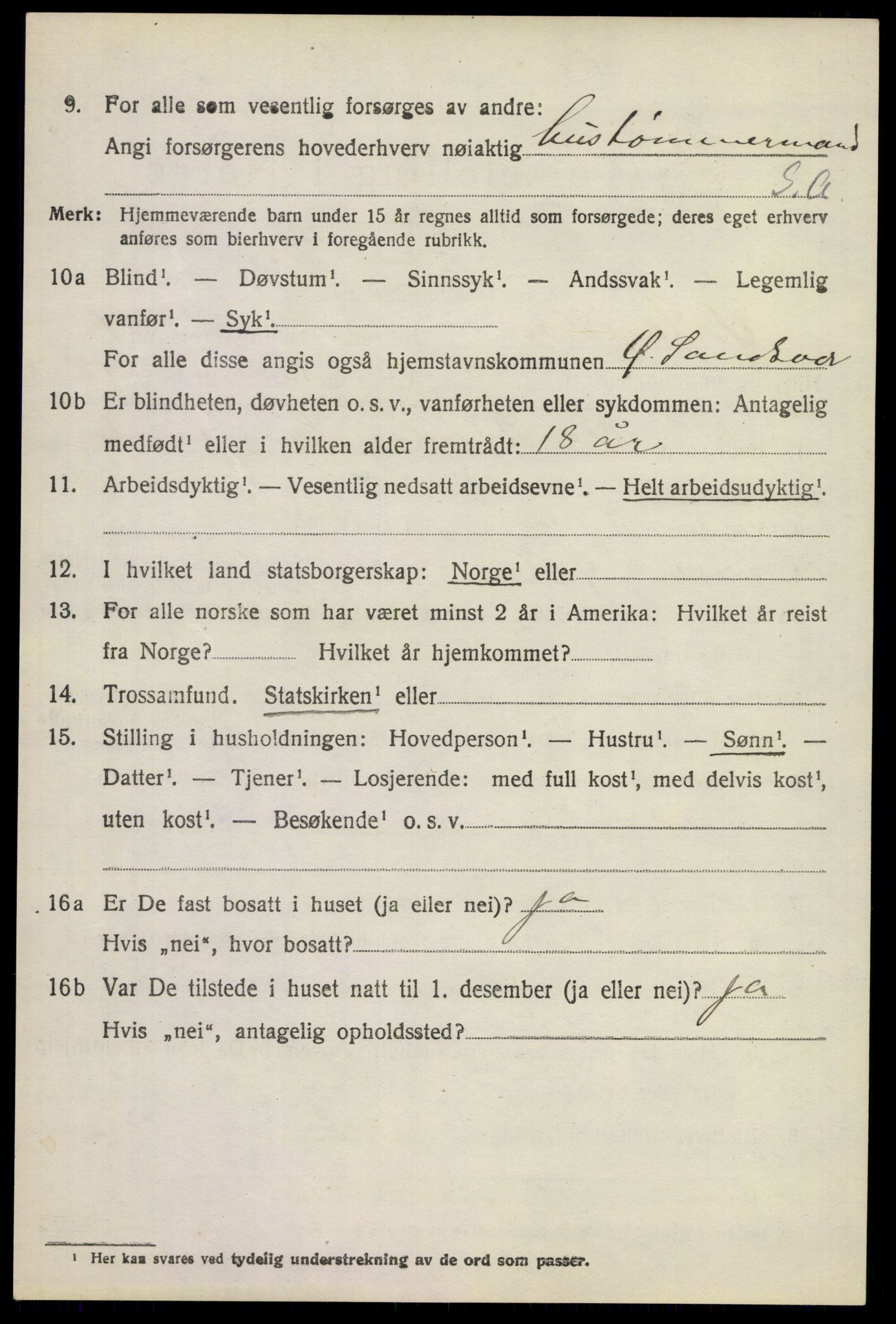 SAKO, 1920 census for Øvre Sandsvær, 1920, p. 1177