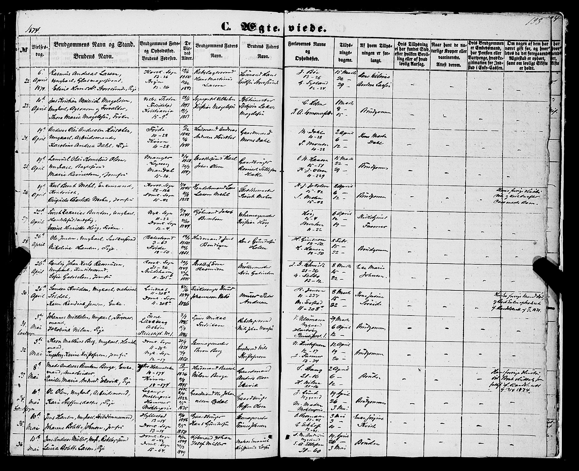 Domkirken sokneprestembete, SAB/A-74801/H/Haa/L0034: Parish register (official) no. D 2, 1853-1874, p. 193