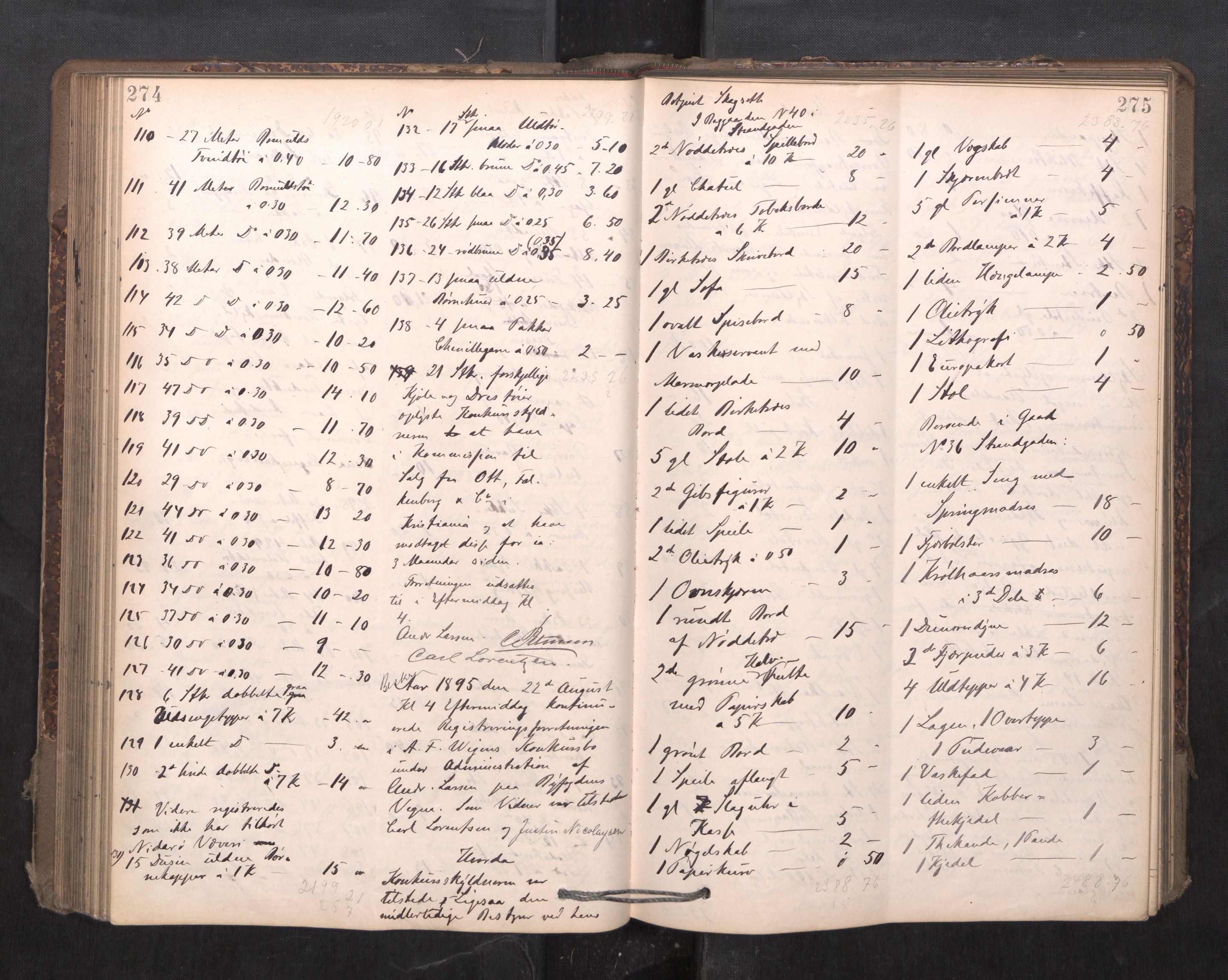 Trondheim byfogd, AV/SAT-A-0003/1/3/3C/L0015: Skifteregistreringsprotokoll - 24/2-21/3 (u/ register), 1893-1899, p. 274-275