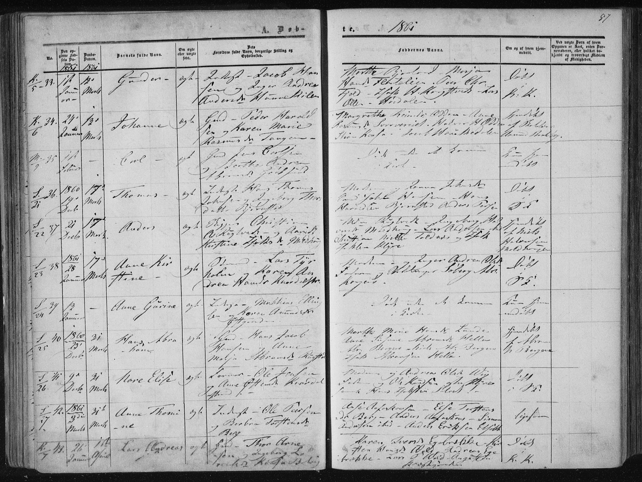 Solum kirkebøker, AV/SAKO-A-306/F/Fa/L0007: Parish register (official) no. I 7, 1856-1864, p. 87