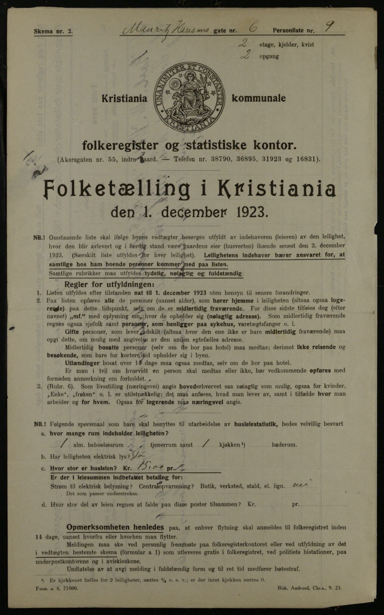 OBA, Municipal Census 1923 for Kristiania, 1923, p. 71973