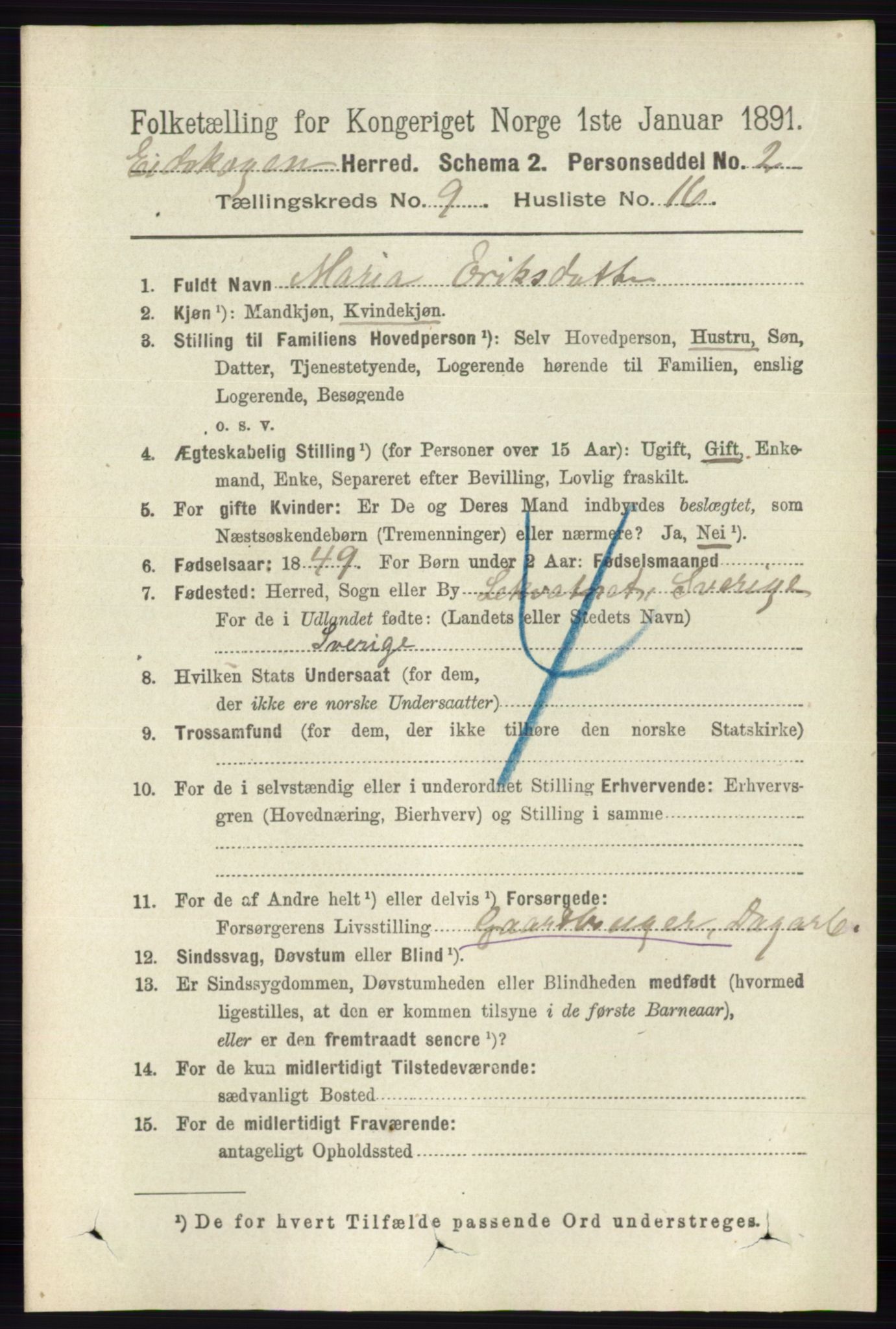 RA, 1891 census for 0420 Eidskog, 1891, p. 5509