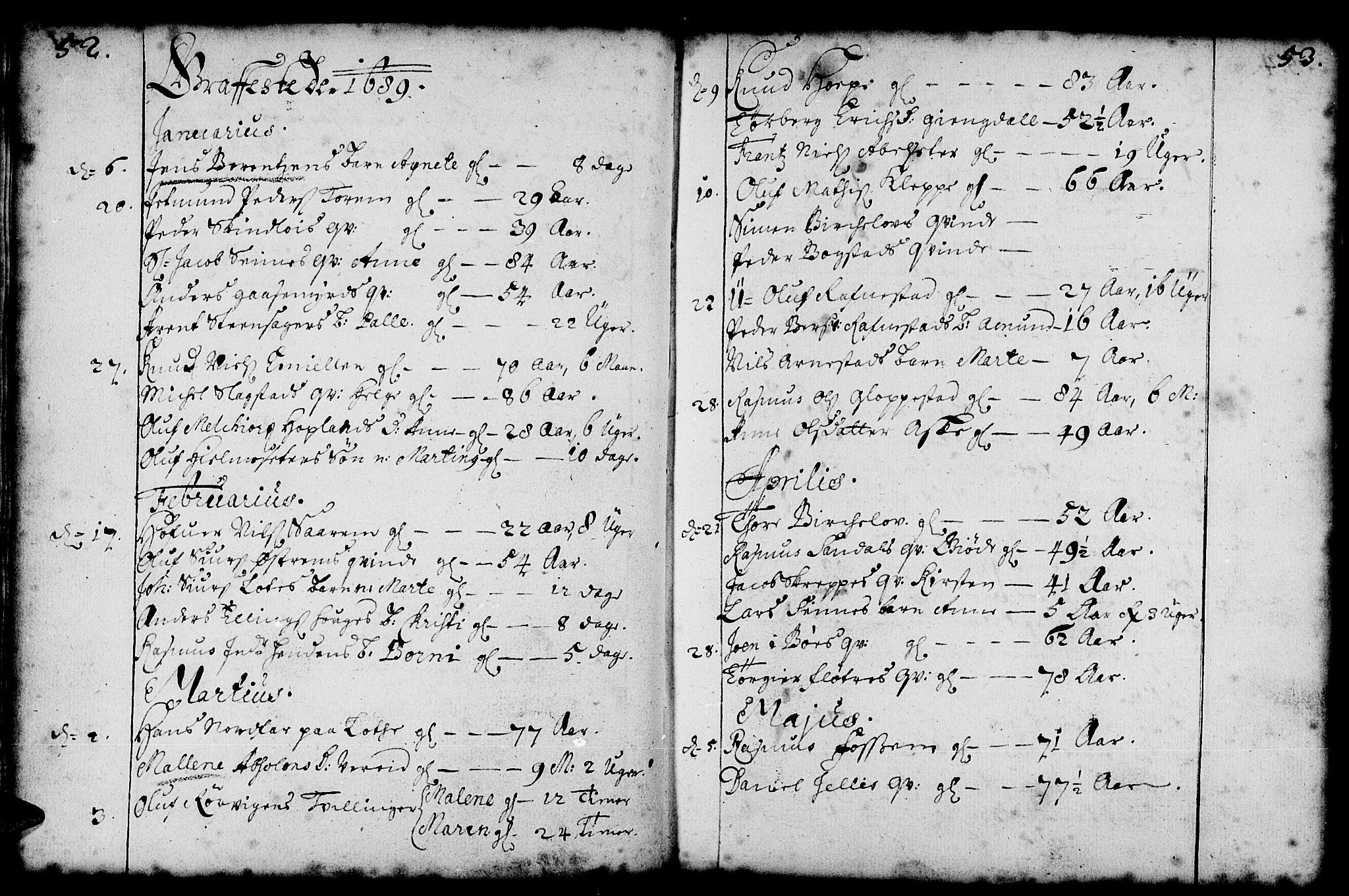 Gloppen sokneprestembete, SAB/A-80101/H/Haa/Haaa/L0001: Parish register (official) no. A 1, 1686-1711, p. 52-53