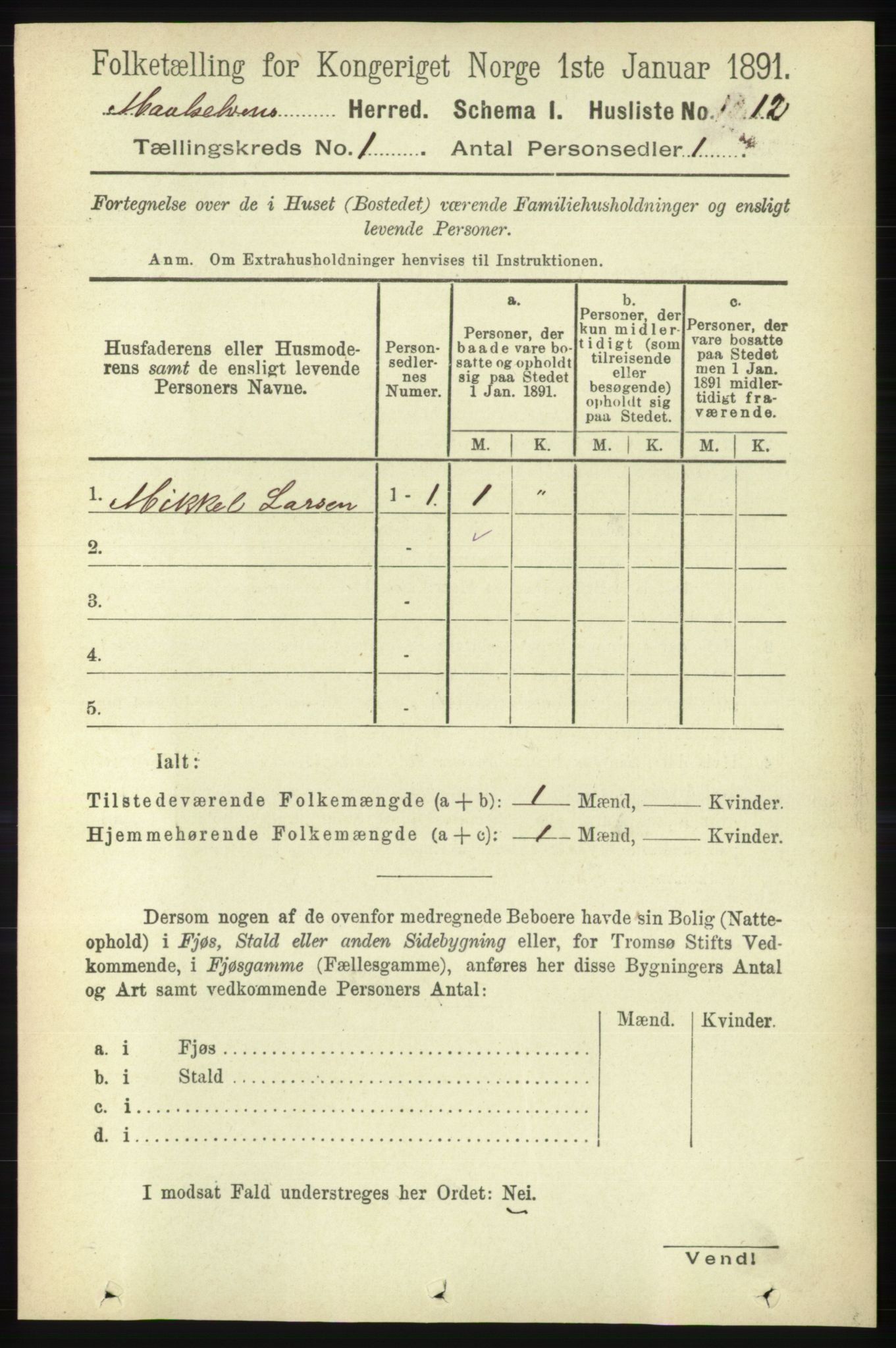 RA, 1891 census for 1924 Målselv, 1891, p. 42