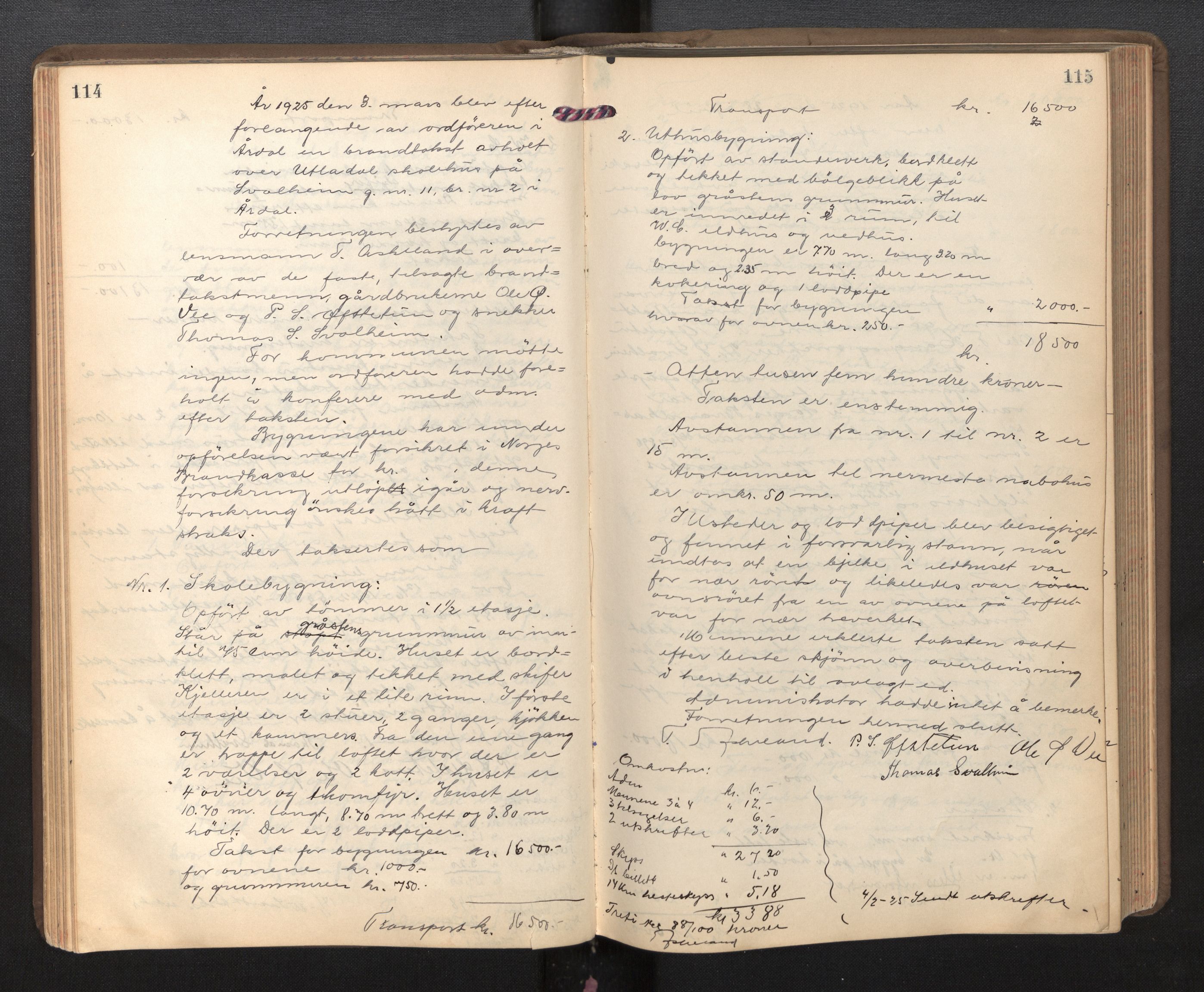 Lensmannen i Årdal, AV/SAB-A-30501/0012/L0003: Branntakstprotokoll, 1921-1944, p. 114-115