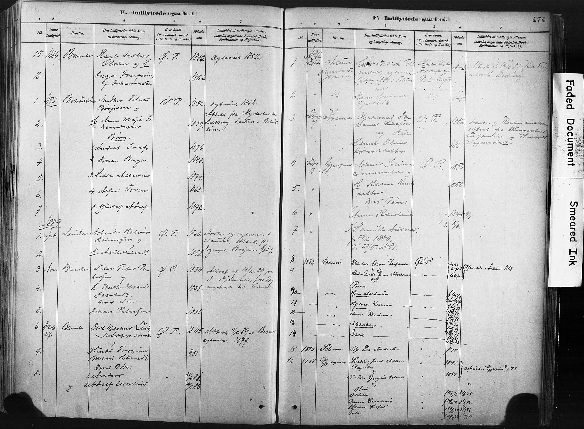 Porsgrunn kirkebøker , SAKO/A-104/F/Fa/L0008: Parish register (official) no. 8, 1878-1895, p. 474