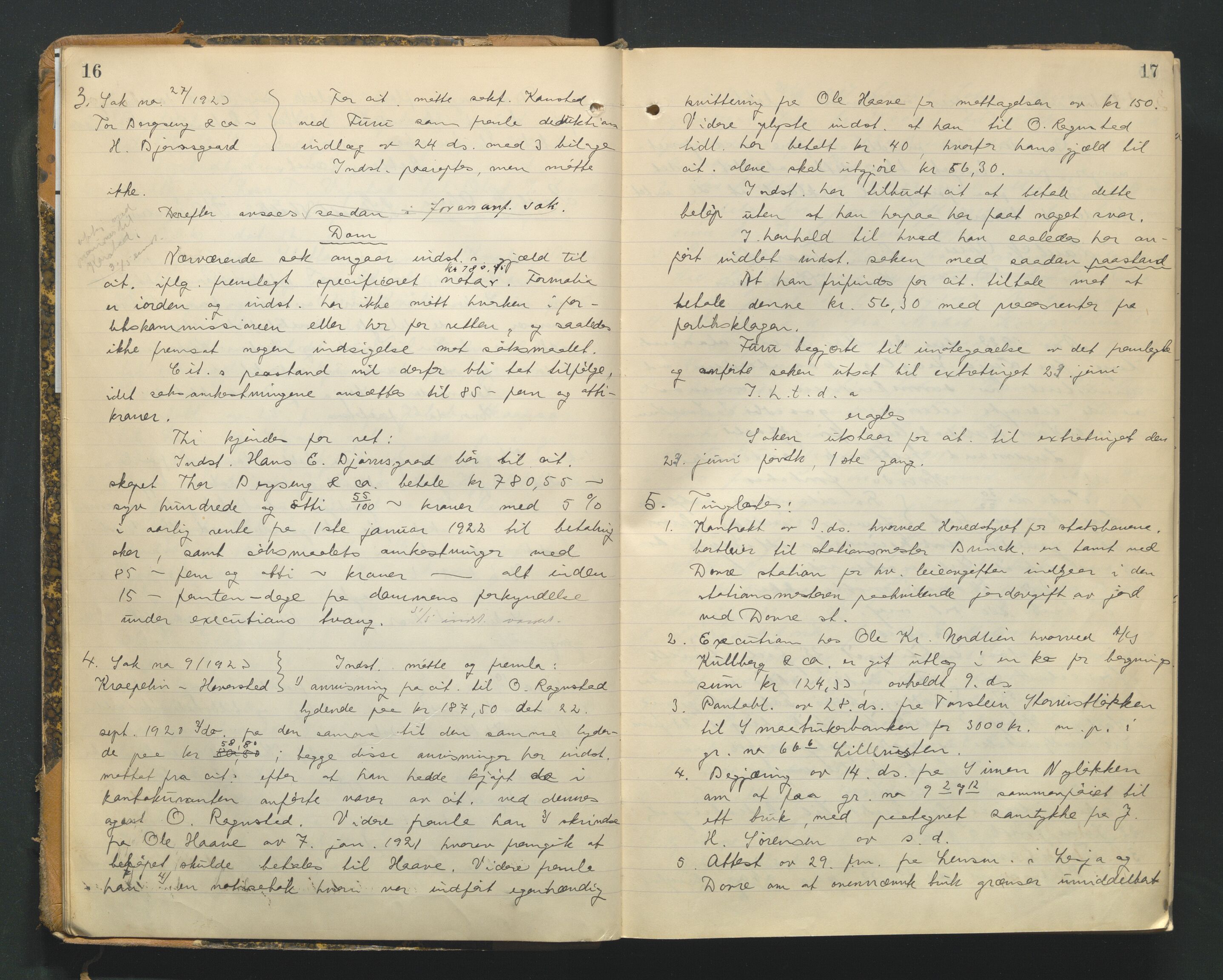 Nord-Gudbrandsdal tingrett, AV/SAH-TING-002/G/Gb/L0036: Tingbok, 1923-1925, p. 16-17