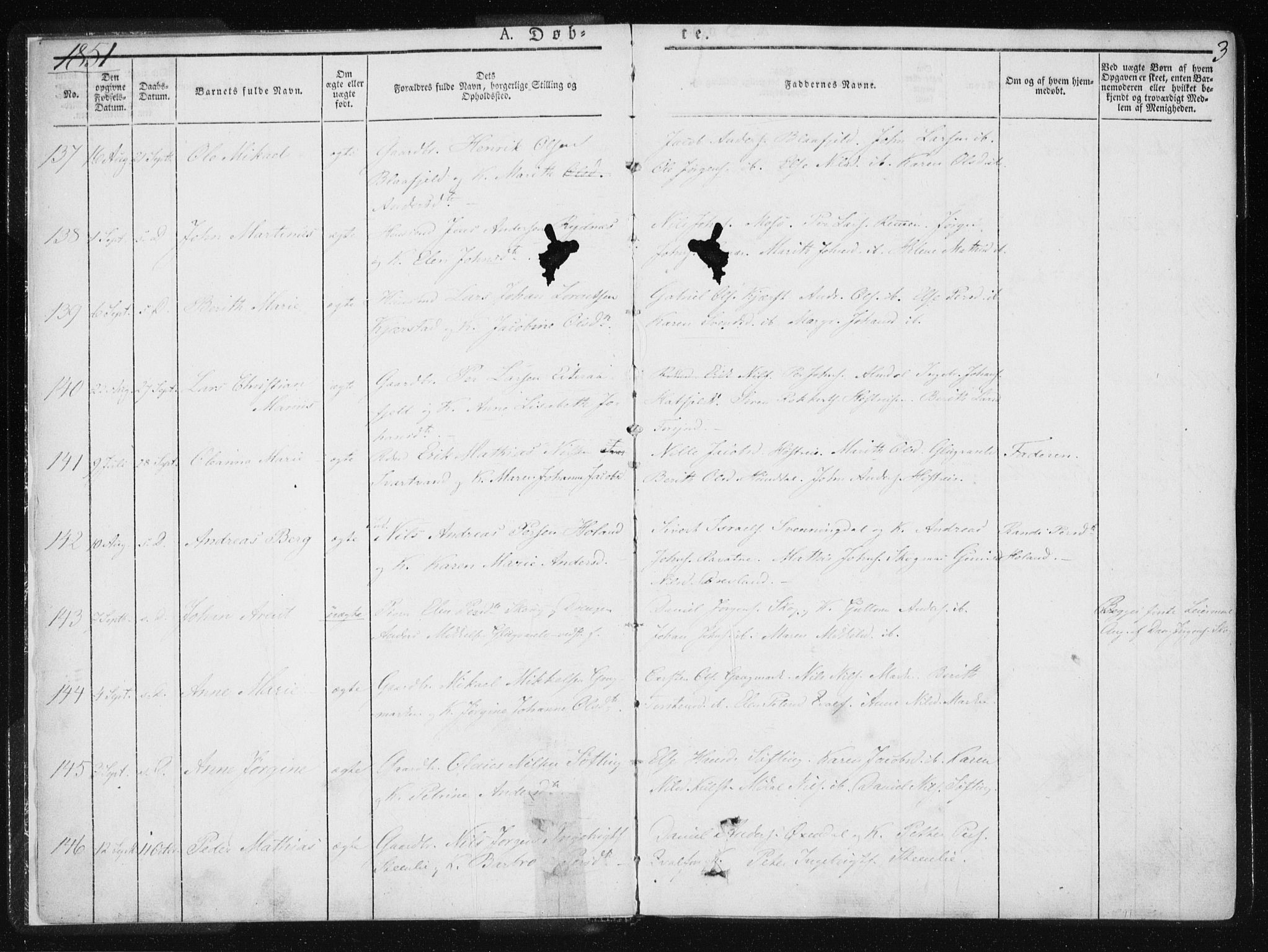 Ministerialprotokoller, klokkerbøker og fødselsregistre - Nordland, AV/SAT-A-1459/820/L0292: Parish register (official) no. 820A13, 1851-1854, p. 3