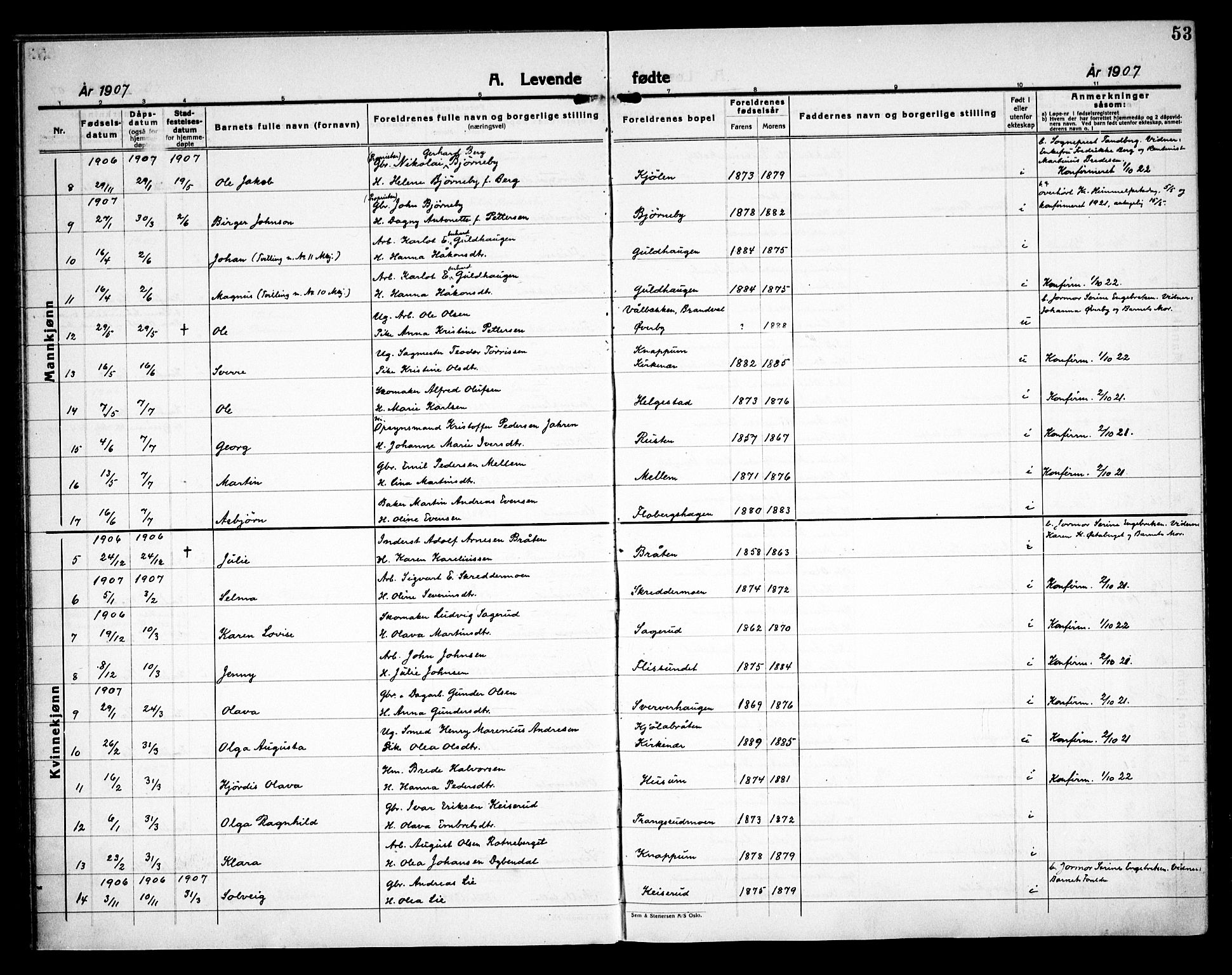 Åsnes prestekontor, AV/SAH-PREST-042/H/Ha/Haa/L0000C: Parish register (official) no. 0A, 1890-1929, p. 53