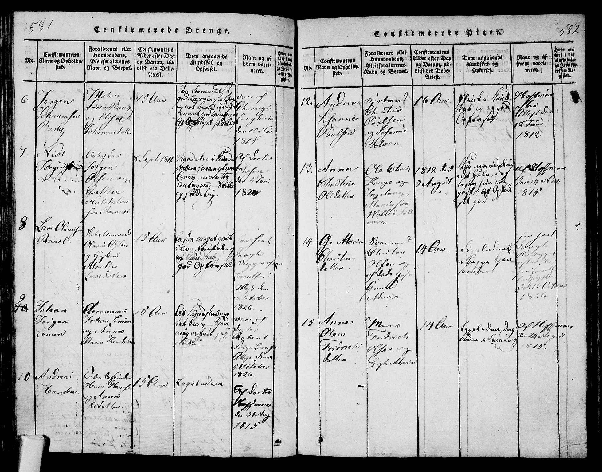 Tønsberg kirkebøker, AV/SAKO-A-330/F/Fa/L0004: Parish register (official) no. I 4, 1813-1826, p. 581-582