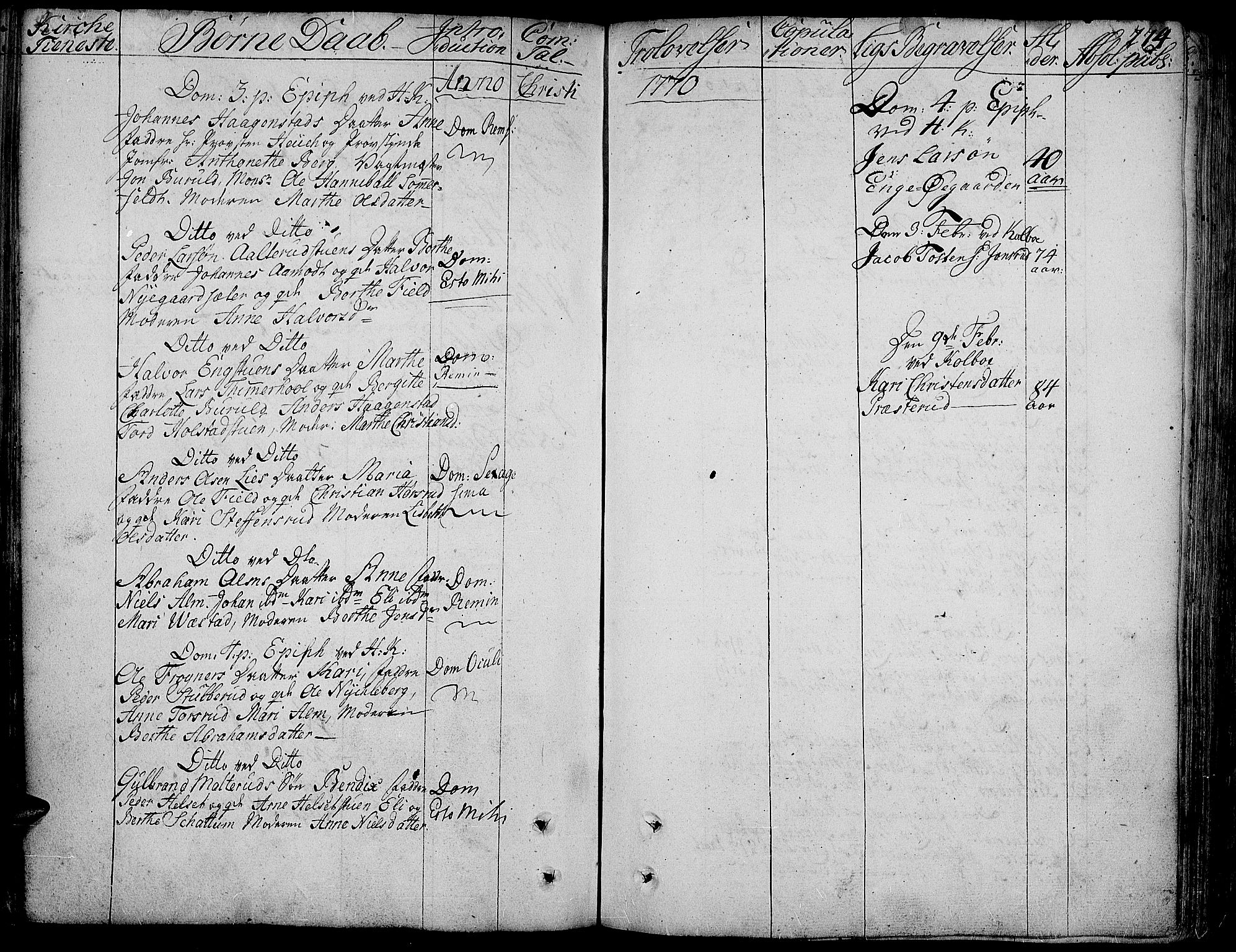 Toten prestekontor, SAH/PREST-102/H/Ha/Haa/L0005: Parish register (official) no. 5, 1761-1772, p. 274