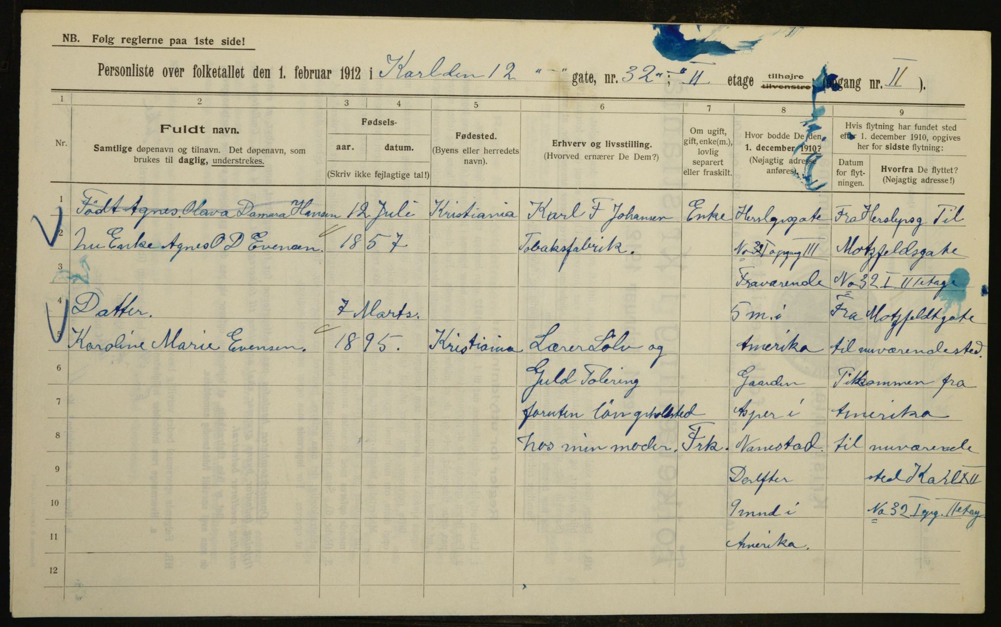 OBA, Municipal Census 1912 for Kristiania, 1912, p. 48970