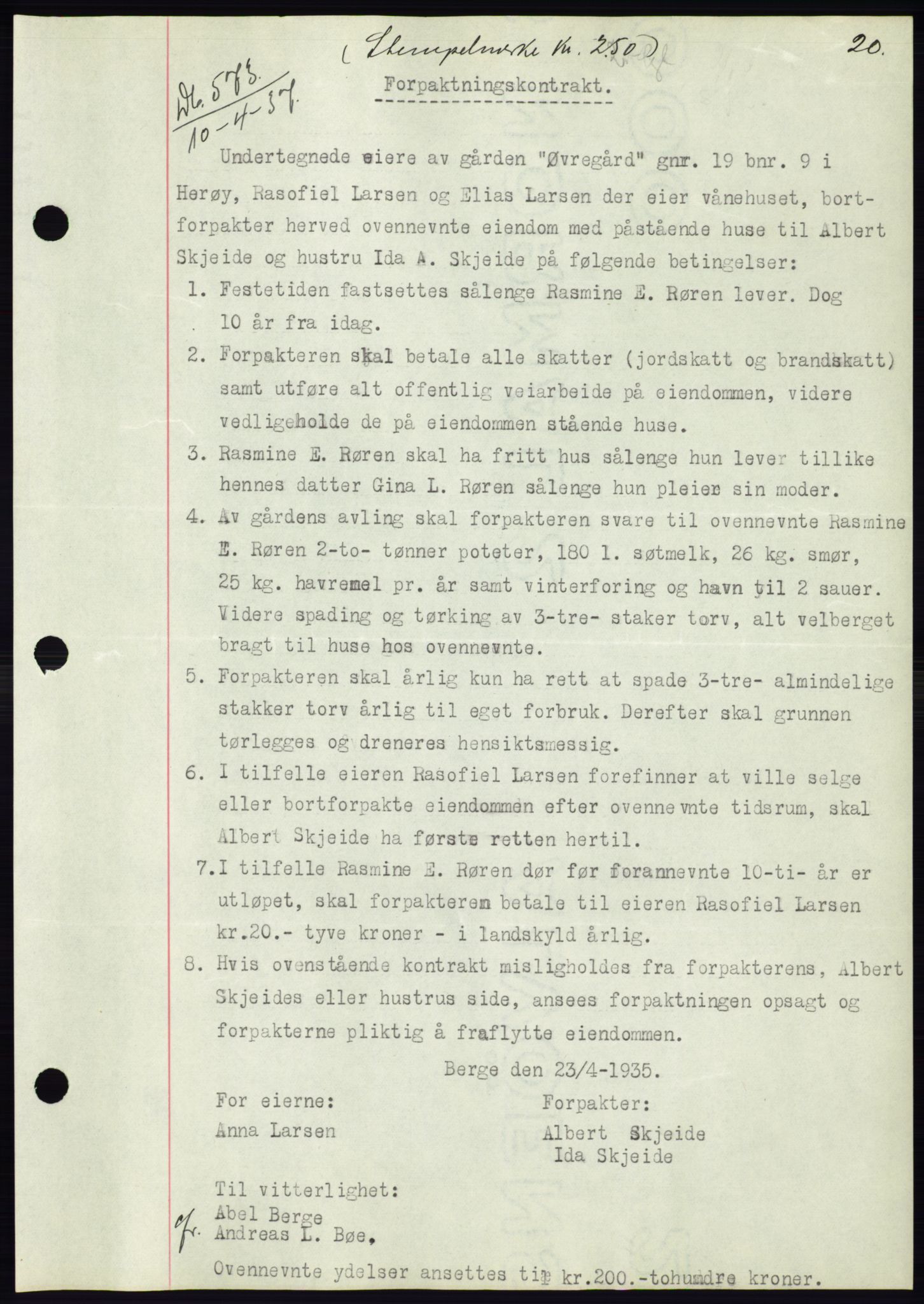 Søre Sunnmøre sorenskriveri, AV/SAT-A-4122/1/2/2C/L0063: Mortgage book no. 57, 1937-1937, Diary no: : 573/1937