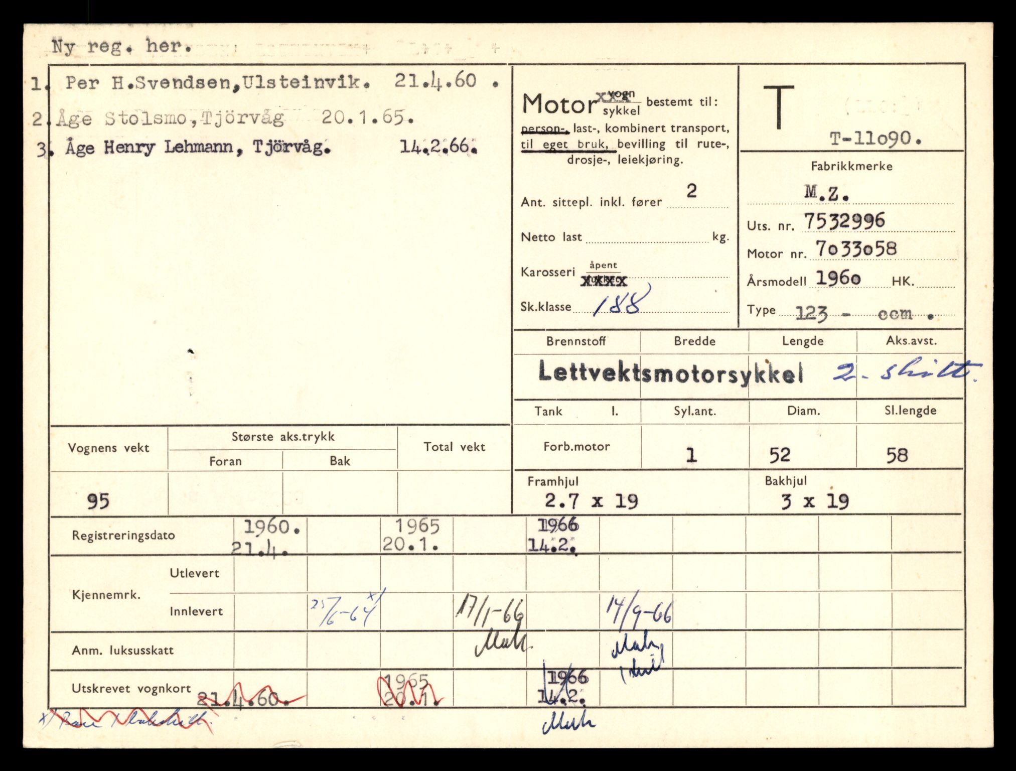 Møre og Romsdal vegkontor - Ålesund trafikkstasjon, AV/SAT-A-4099/F/Fe/L0026: Registreringskort for kjøretøy T 11046 - T 11160, 1927-1998, p. 1263