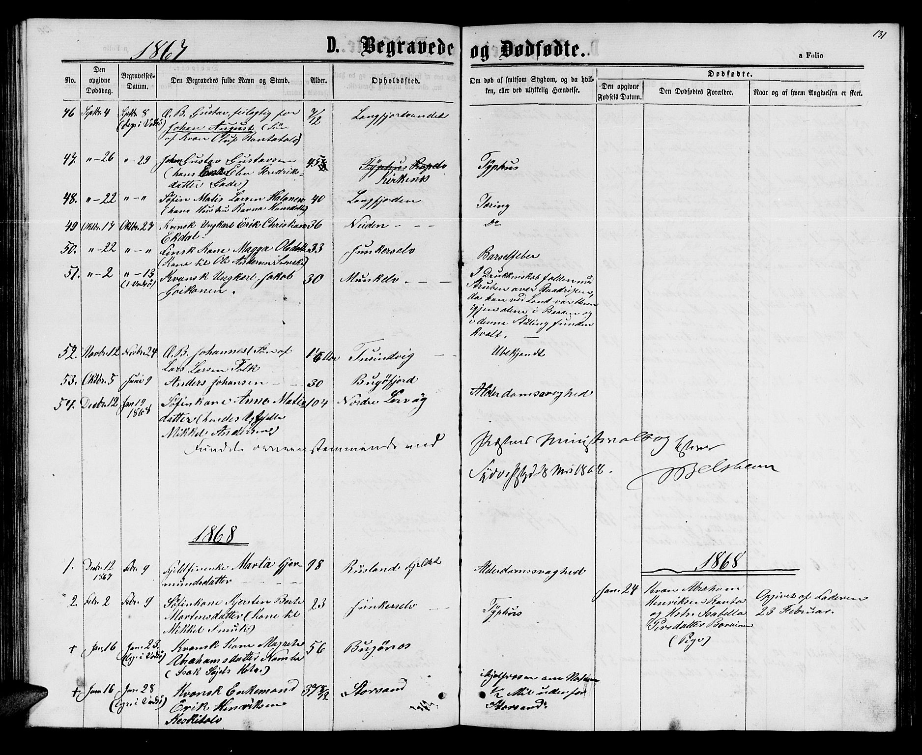 Sør-Varanger sokneprestkontor, AV/SATØ-S-1331/H/Hb/L0001klokker: Parish register (copy) no. 1, 1863-1872, p. 131