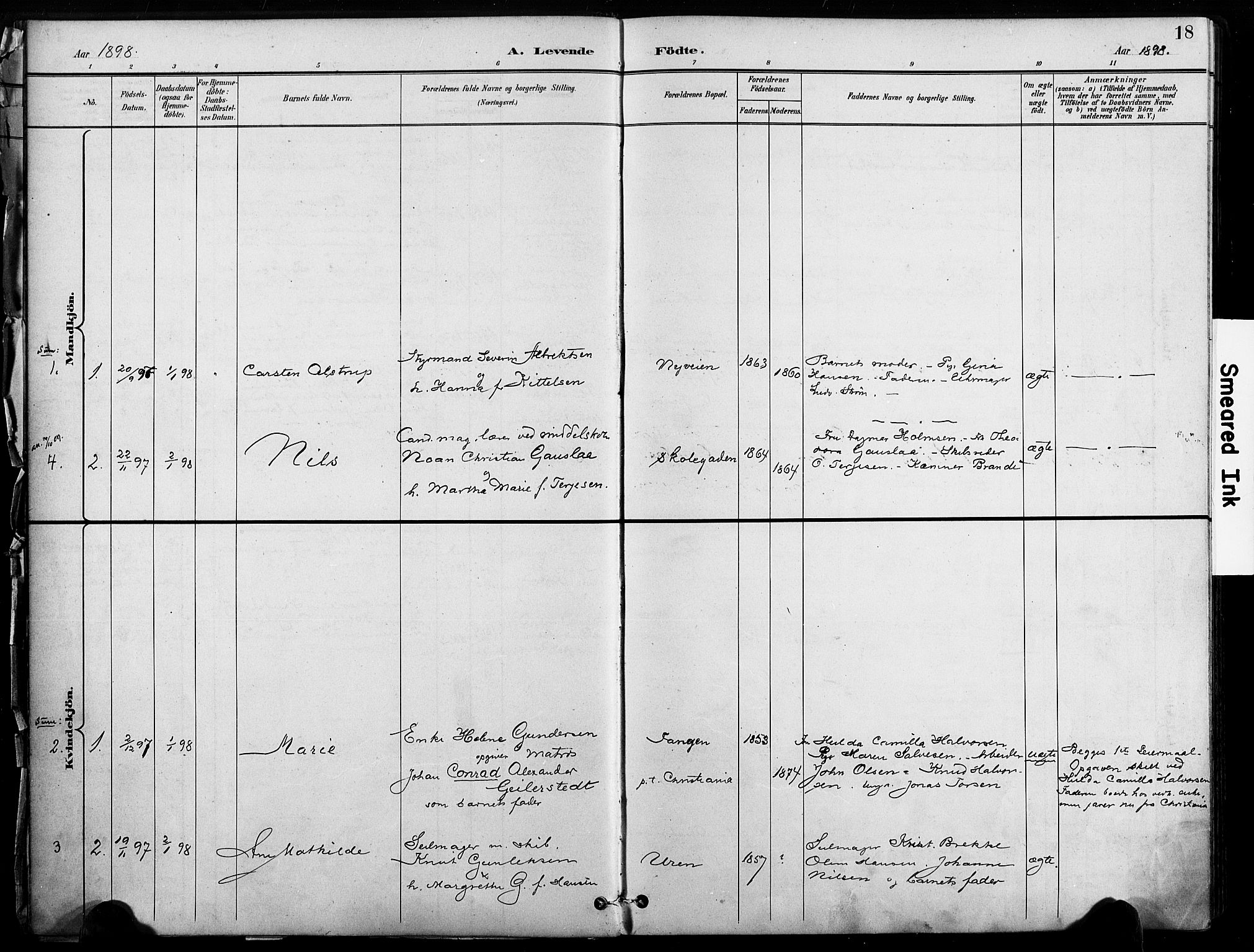 Risør sokneprestkontor, SAK/1111-0035/F/Fa/L0010: Parish register (official) no. A 10, 1896-1906, p. 18