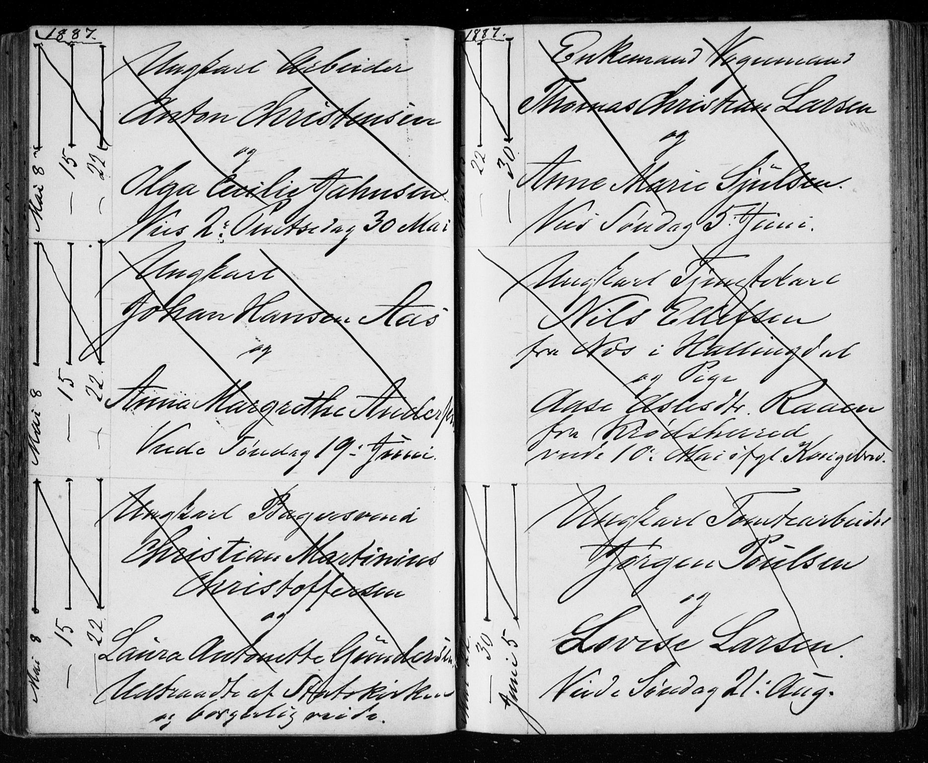 Bragernes kirkebøker, AV/SAKO-A-6/H/Ha/L0006: Banns register no. 6, 1873-1896