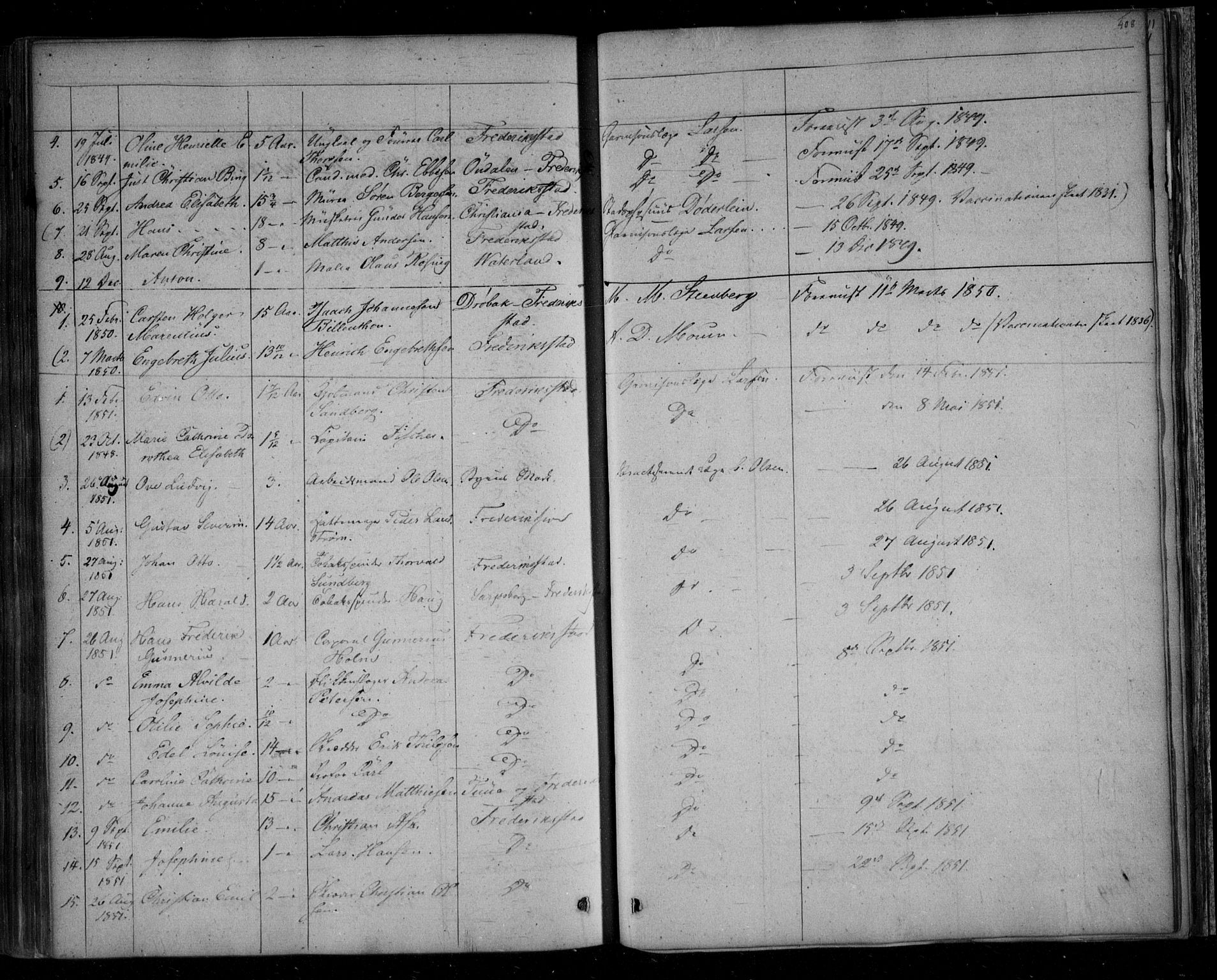 Fredrikstad prestekontor Kirkebøker, SAO/A-11082/F/Fa/L0005: Parish register (official) no. 5, 1835-1856, p. 408