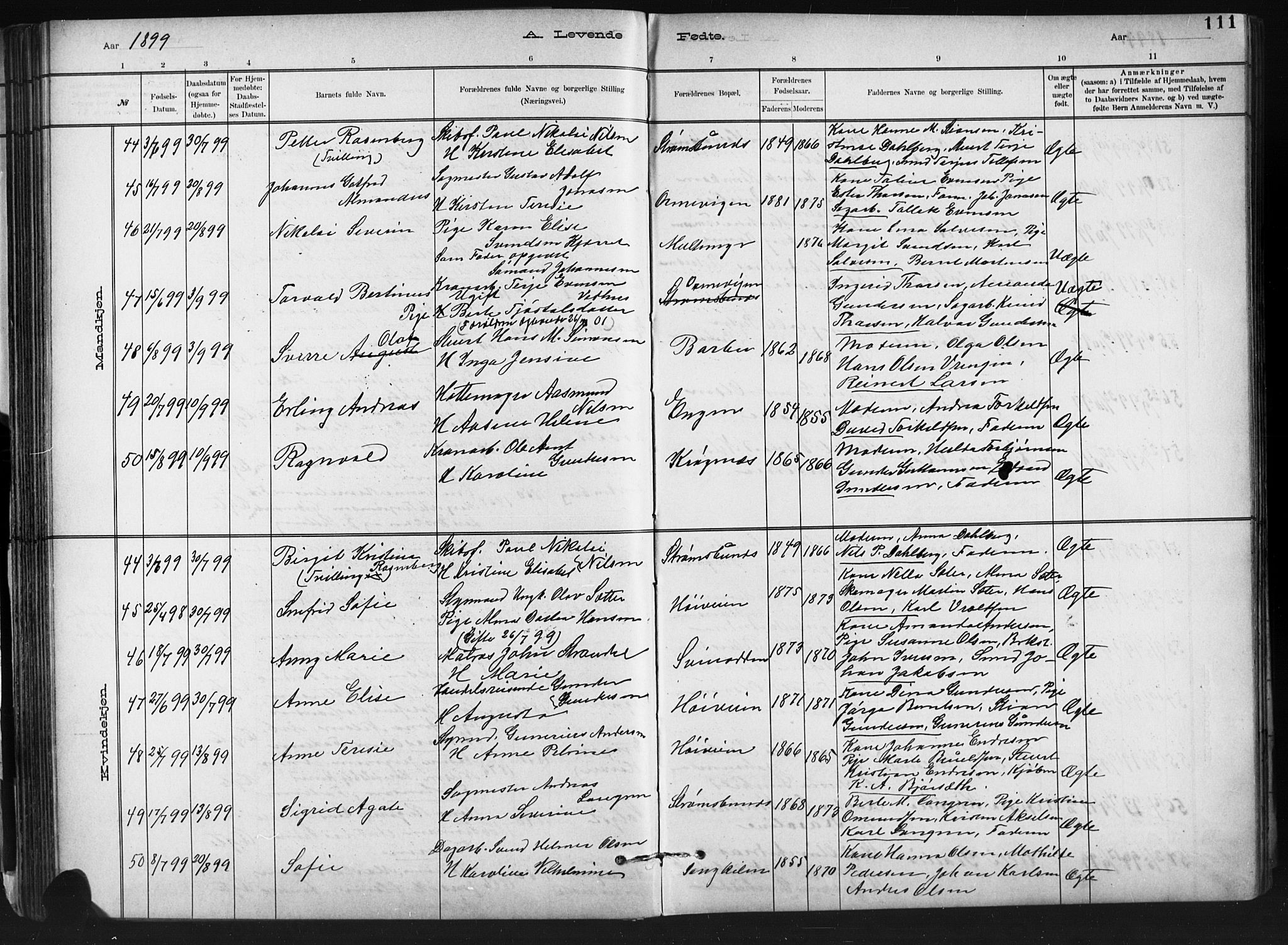 Barbu sokneprestkontor, AV/SAK-1111-0003/F/Fb/L0002: Parish register (copy) no. B 2, 1890-1922, p. 111