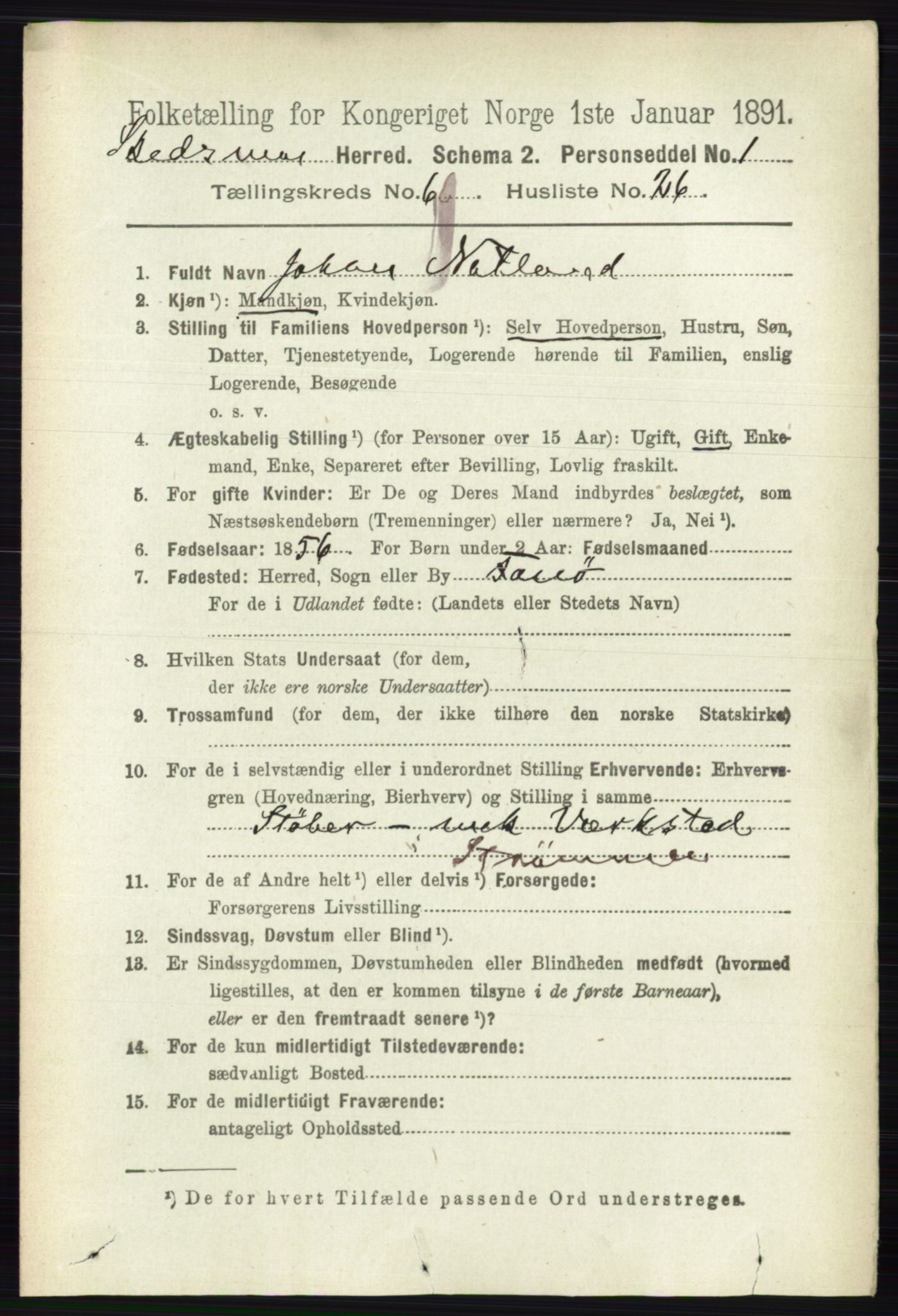 RA, 1891 census for 0231 Skedsmo, 1891, p. 2900