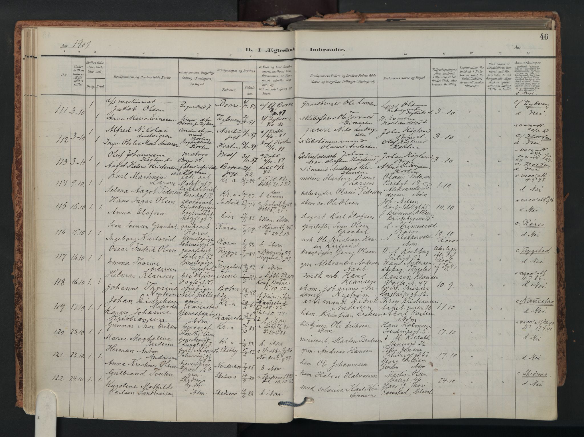Grønland prestekontor Kirkebøker, SAO/A-10848/F/Fa/L0017: Parish register (official) no. 17, 1906-1934, p. 46