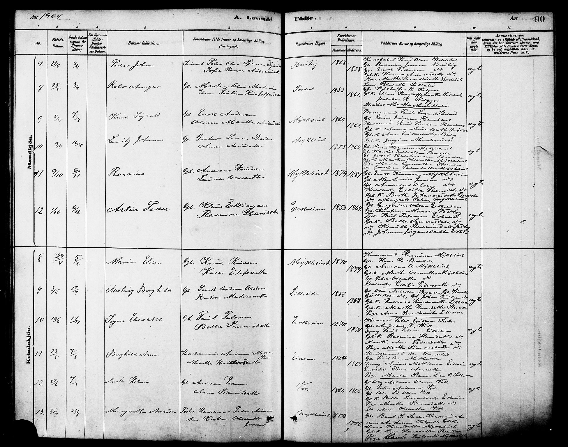 Ministerialprotokoller, klokkerbøker og fødselsregistre - Møre og Romsdal, AV/SAT-A-1454/502/L0027: Parish register (copy) no. 502C01, 1878-1908, p. 90