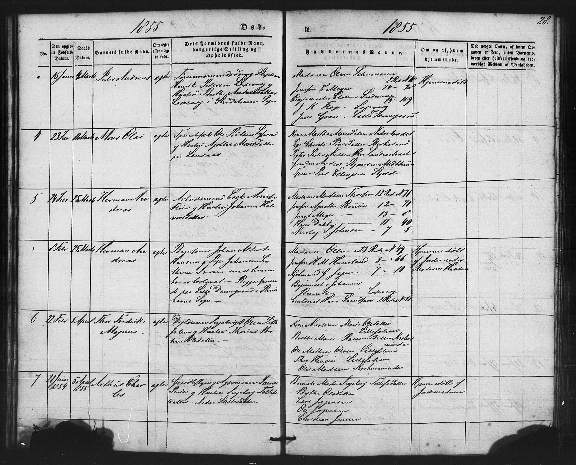 St. Jørgens hospital og Årstad sokneprestembete, AV/SAB-A-99934: Parish register (copy) no. A 2, 1843-1863, p. 28