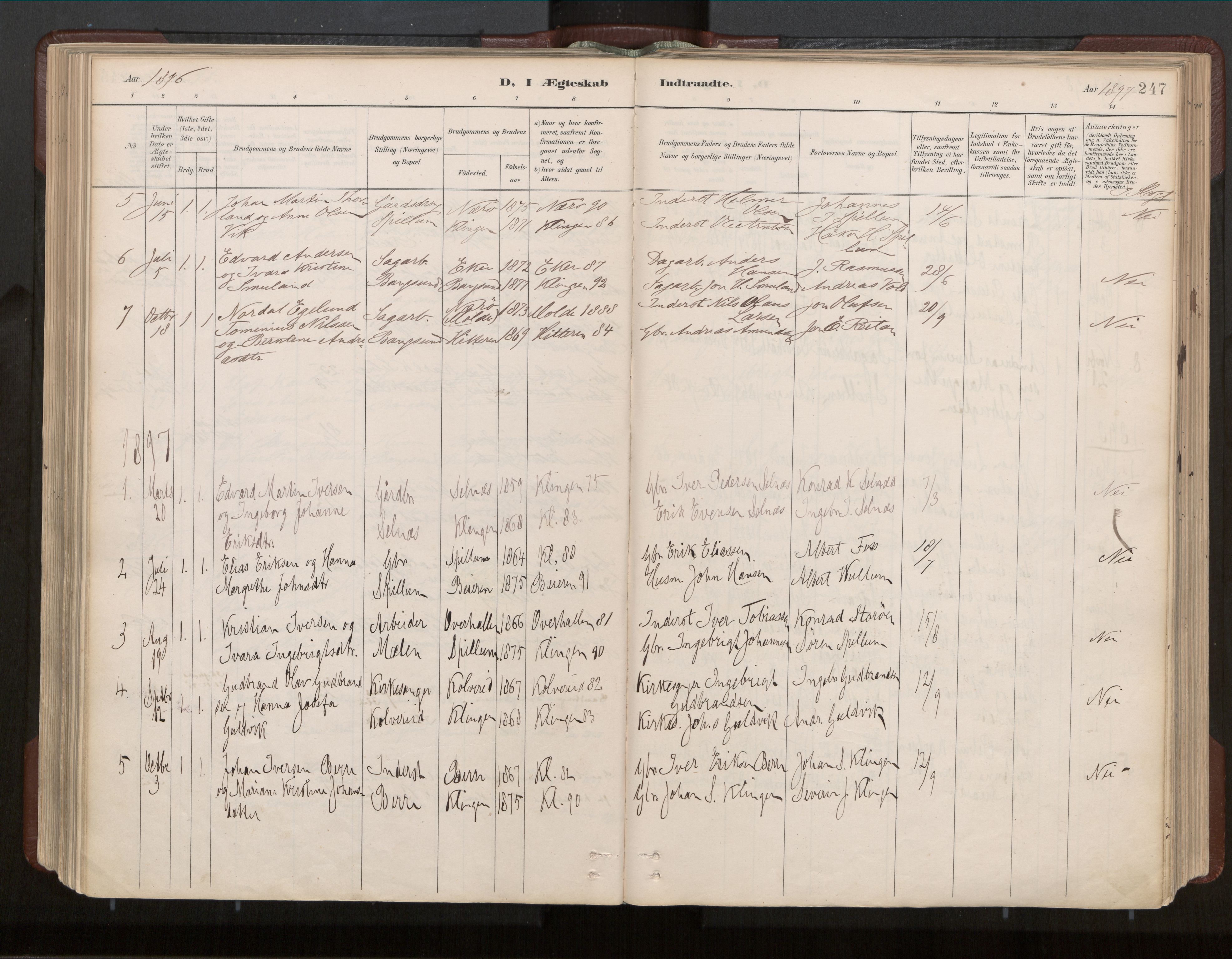 Ministerialprotokoller, klokkerbøker og fødselsregistre - Nord-Trøndelag, SAT/A-1458/770/L0589: Parish register (official) no. 770A03, 1887-1929, p. 247