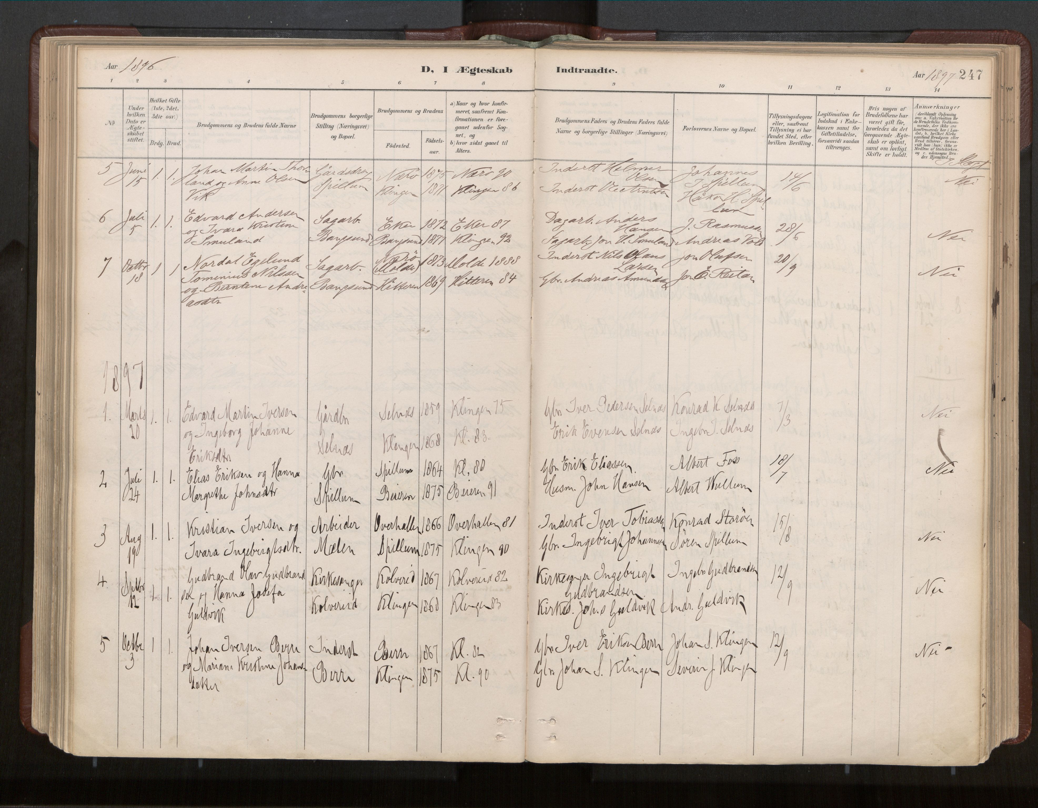 Ministerialprotokoller, klokkerbøker og fødselsregistre - Nord-Trøndelag, AV/SAT-A-1458/770/L0589: Parish register (official) no. 770A03, 1887-1929, p. 247