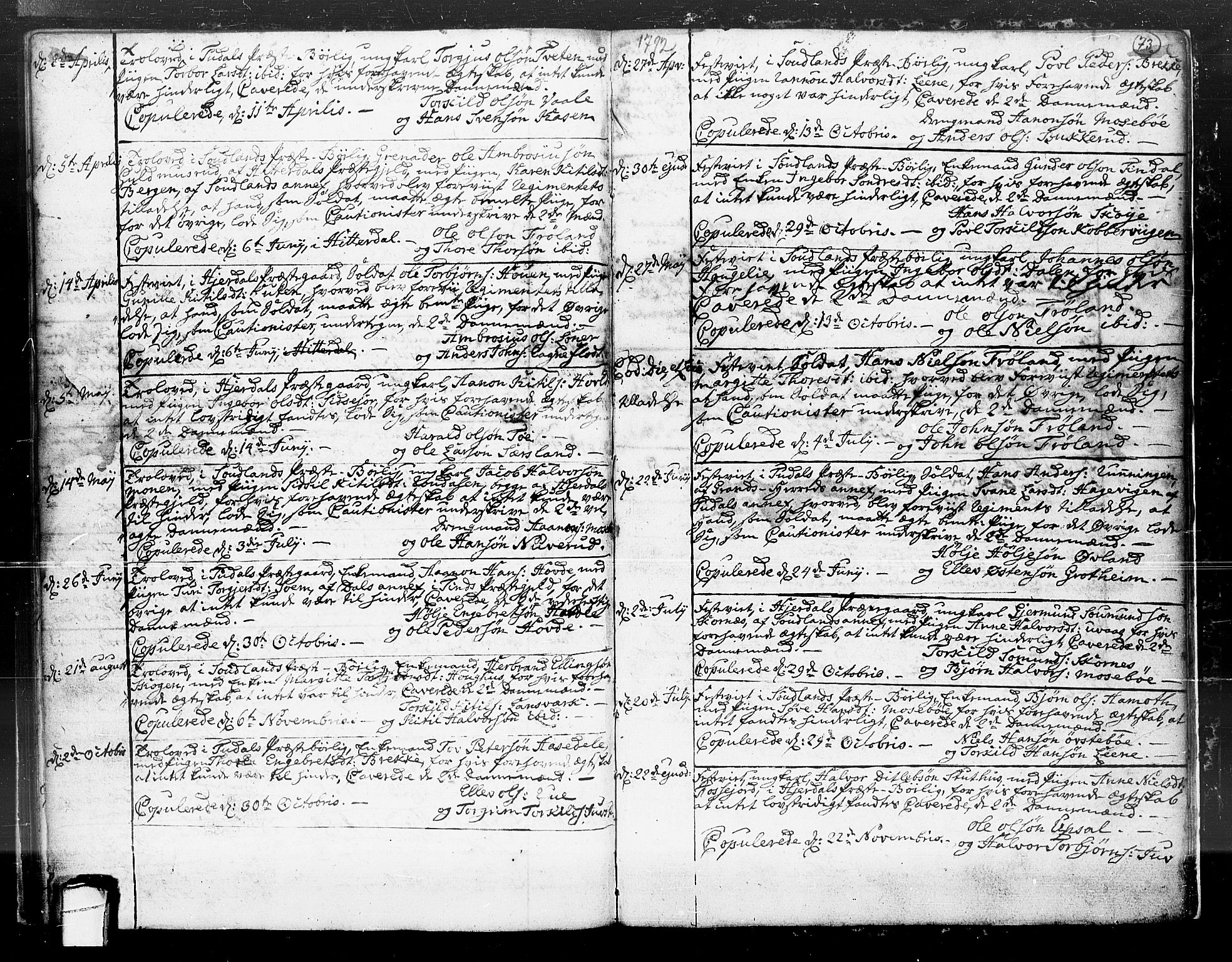 Hjartdal kirkebøker, SAKO/A-270/F/Fa/L0004: Parish register (official) no. I 4, 1727-1795, p. 73