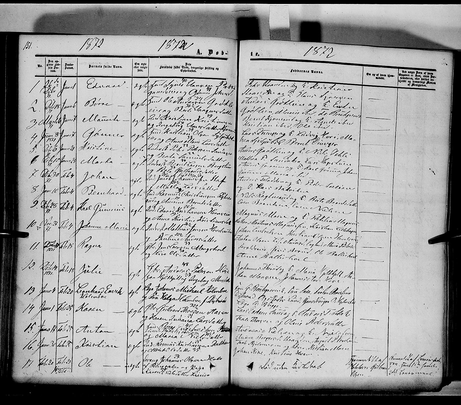 Nes prestekontor, Hedmark, SAH/PREST-020/K/Ka/L0004: Parish register (official) no. 4, 1852-1886, p. 151