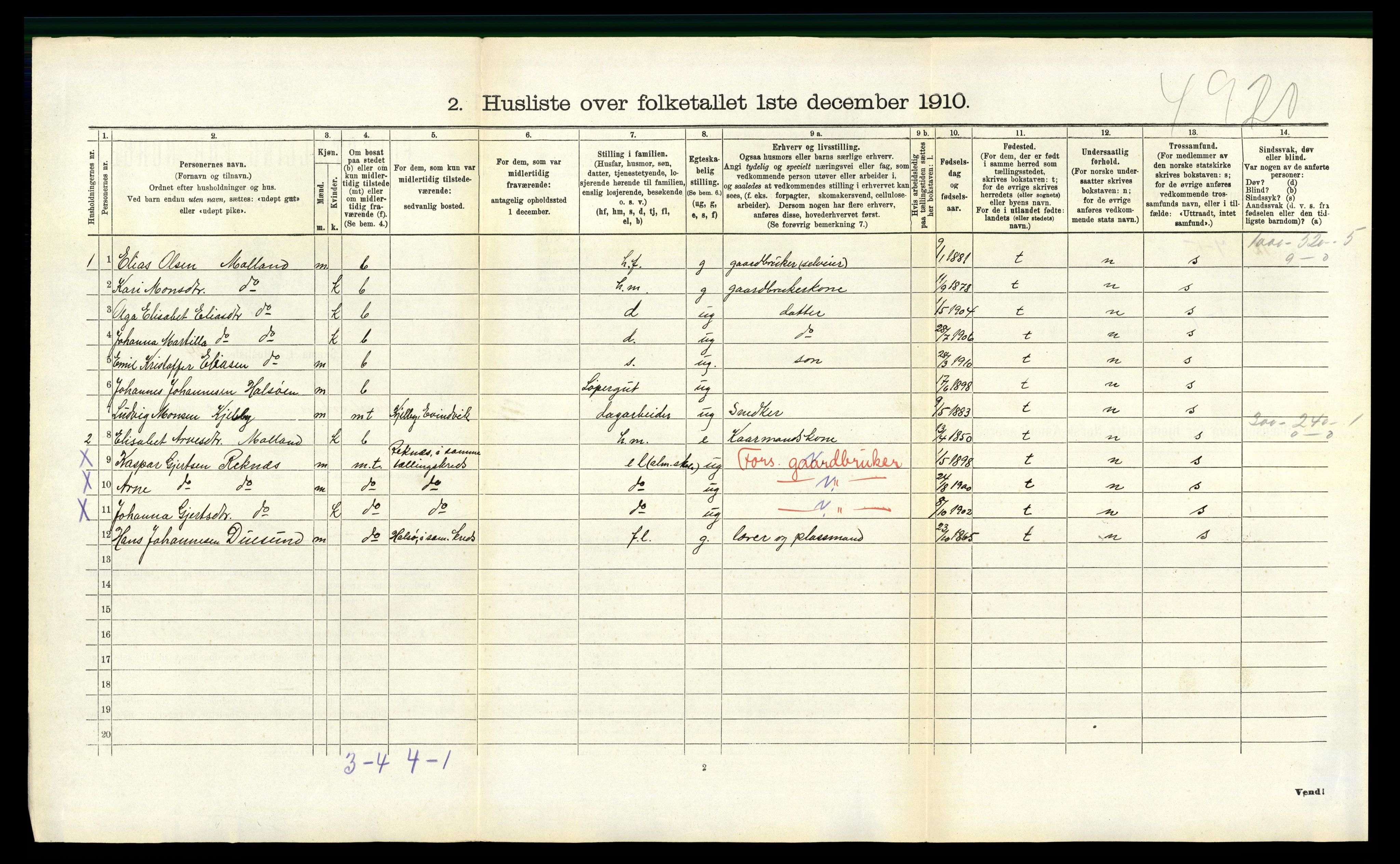 RA, 1910 census for Masfjorden, 1910, p. 297