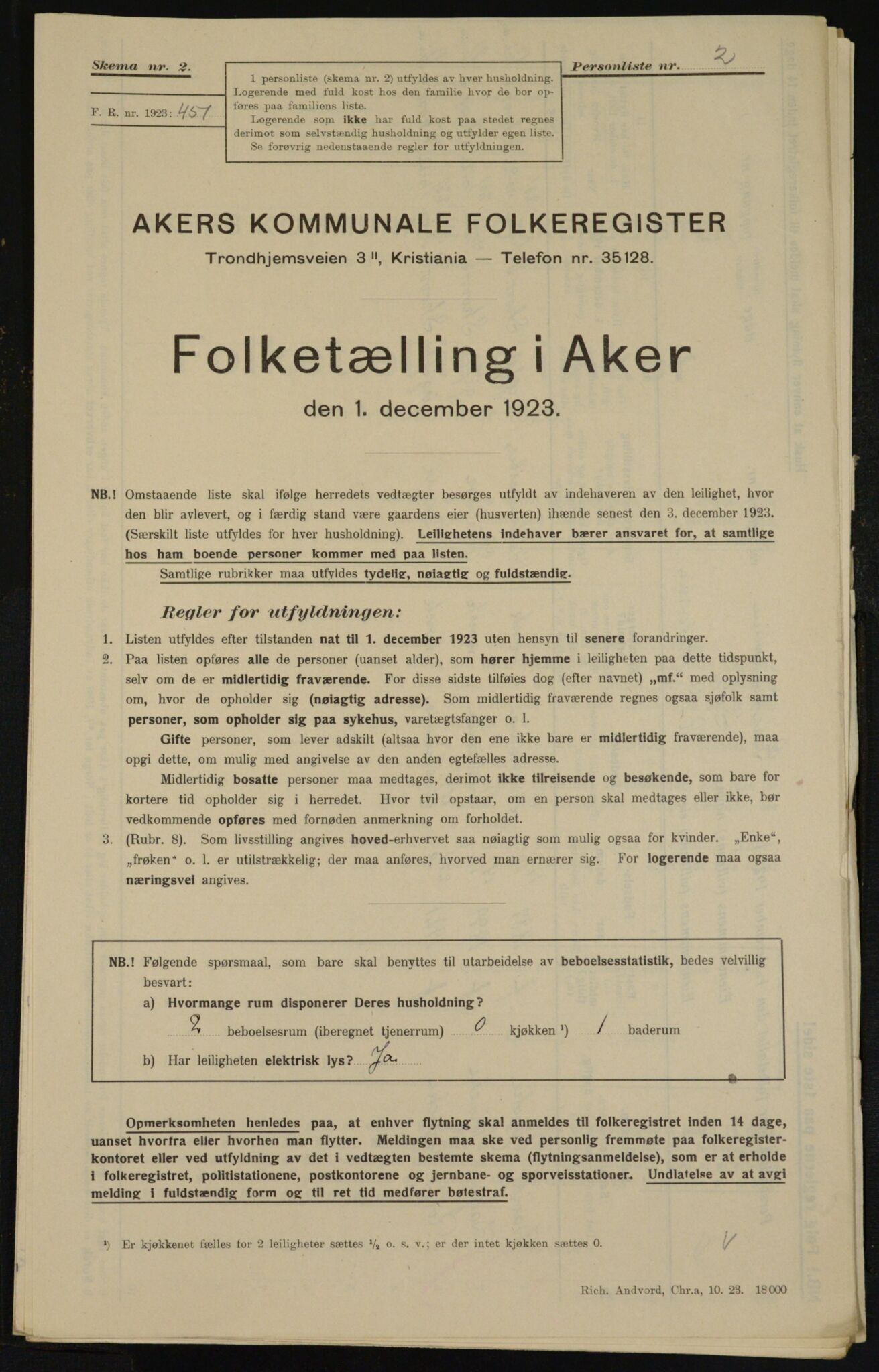 , Municipal Census 1923 for Aker, 1923, p. 10198