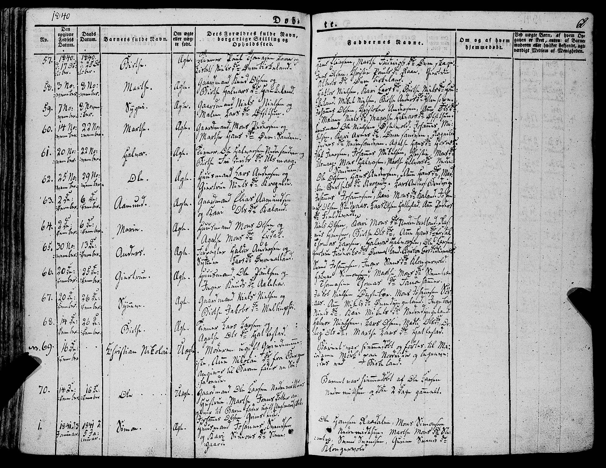 Fana Sokneprestembete, SAB/A-75101/H/Haa/Haaa/L0008: Parish register (official) no. A 8, 1829-1851, p. 68