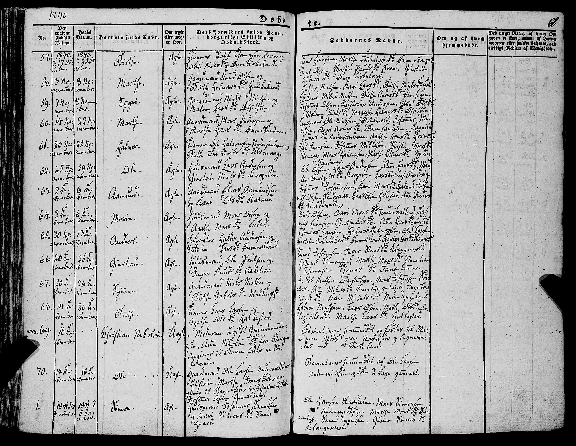 Fana Sokneprestembete, AV/SAB-A-75101/H/Haa/Haaa/L0008: Parish register (official) no. A 8, 1829-1851, p. 68