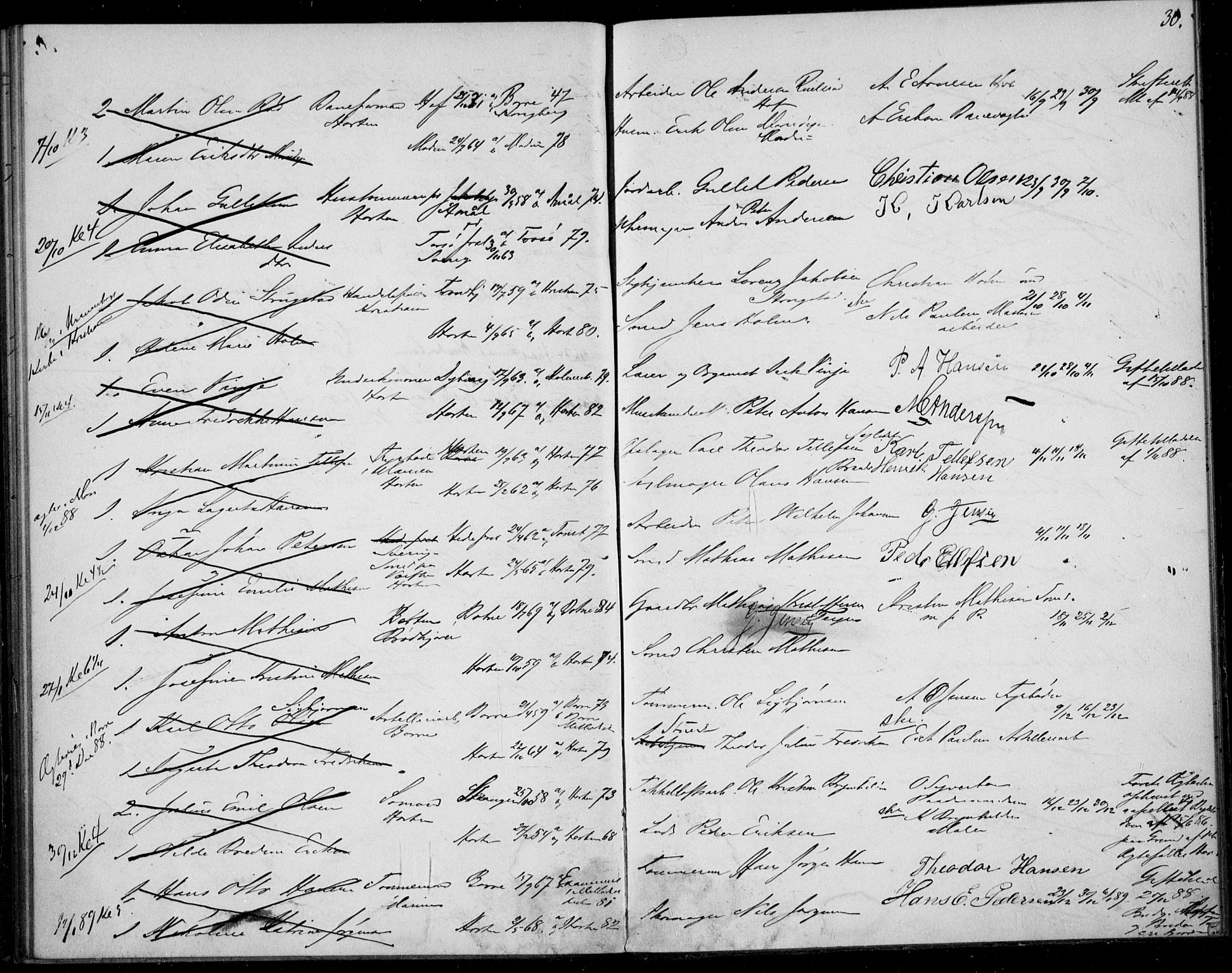 Horten kirkebøker, AV/SAKO-A-348/H/Ha/L0002: Banns register no. 2, 1881-1891, p. 30