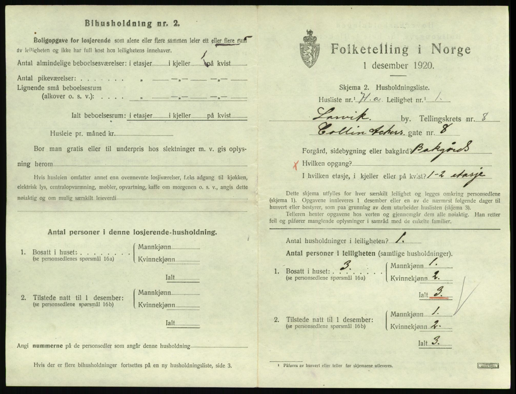 SAKO, 1920 census for Larvik, 1920, p. 6818