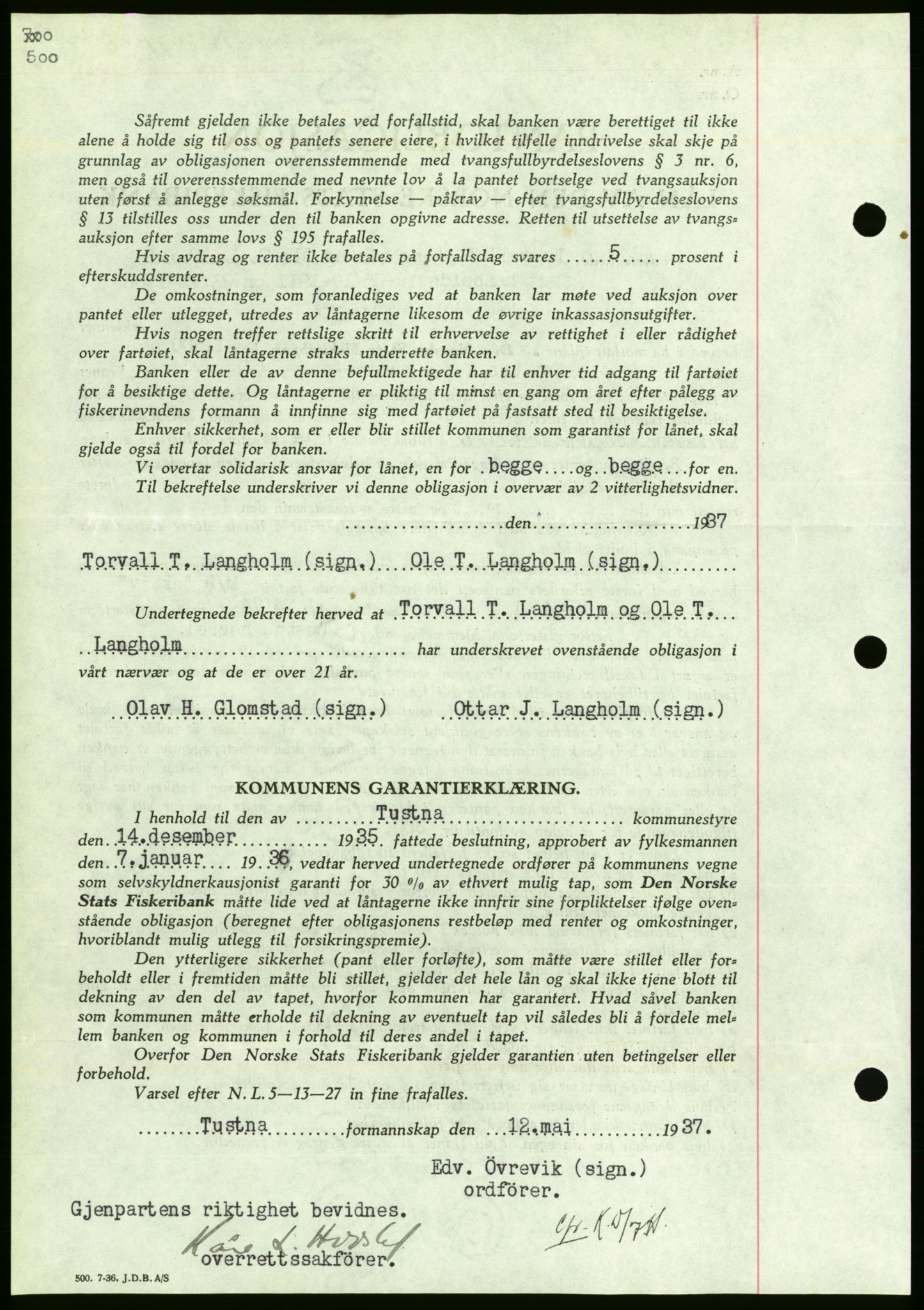 Nordmøre sorenskriveri, AV/SAT-A-4132/1/2/2Ca/L0091: Mortgage book no. B81, 1937-1937, Diary no: : 1558/1937